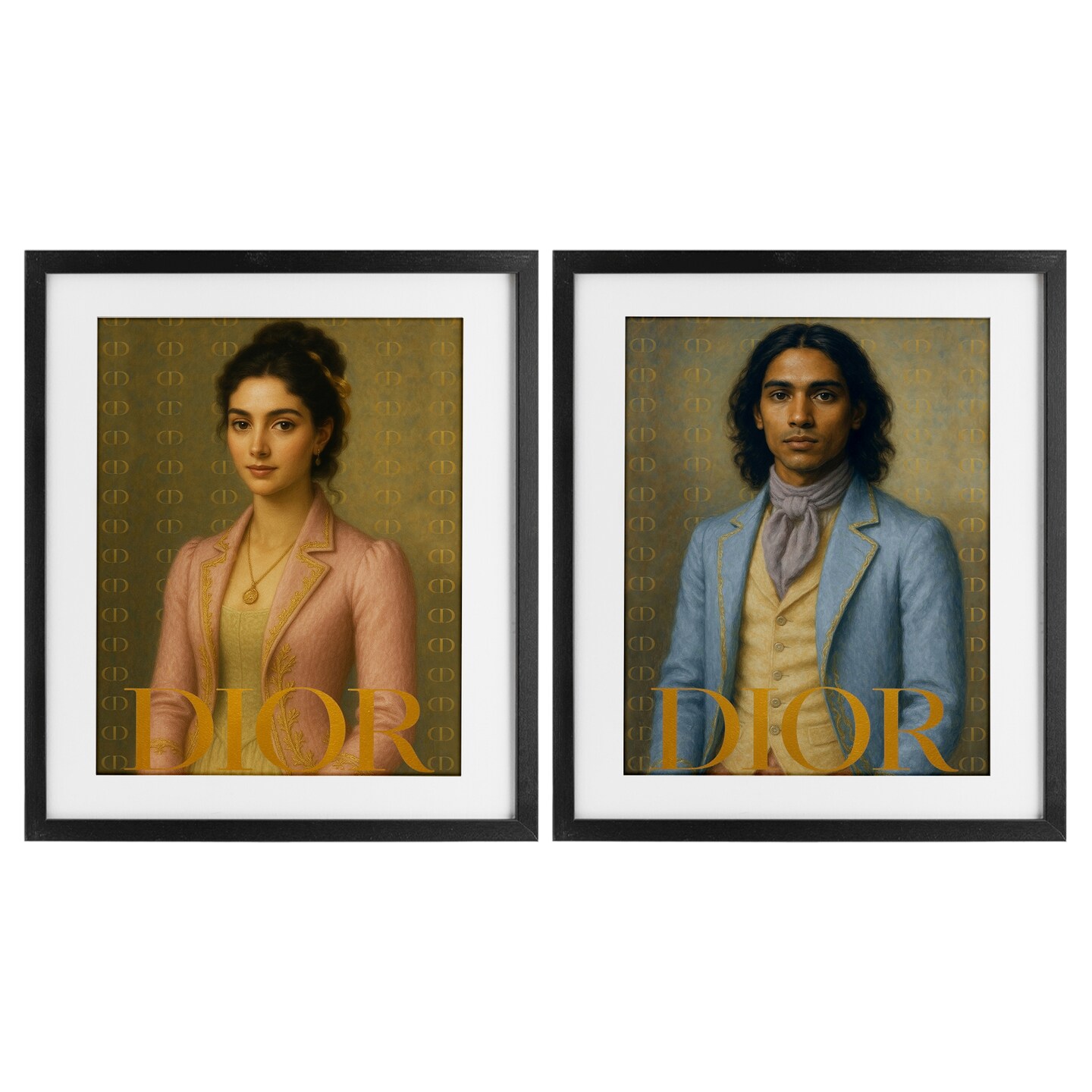 Stupell Industries Iconic Vintage Fashion Models 2pc Framed Print Under Glass Set, design by Grotto Studios