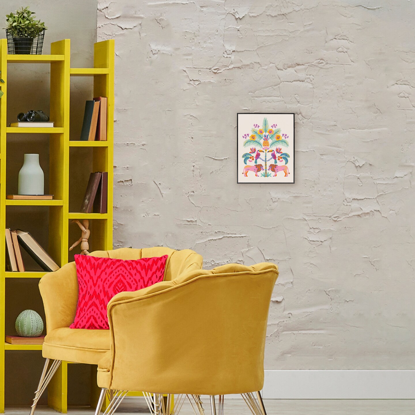 Stupell Industries King of Jungle Symmetry Framed Giclee, design by Riley Hutchens