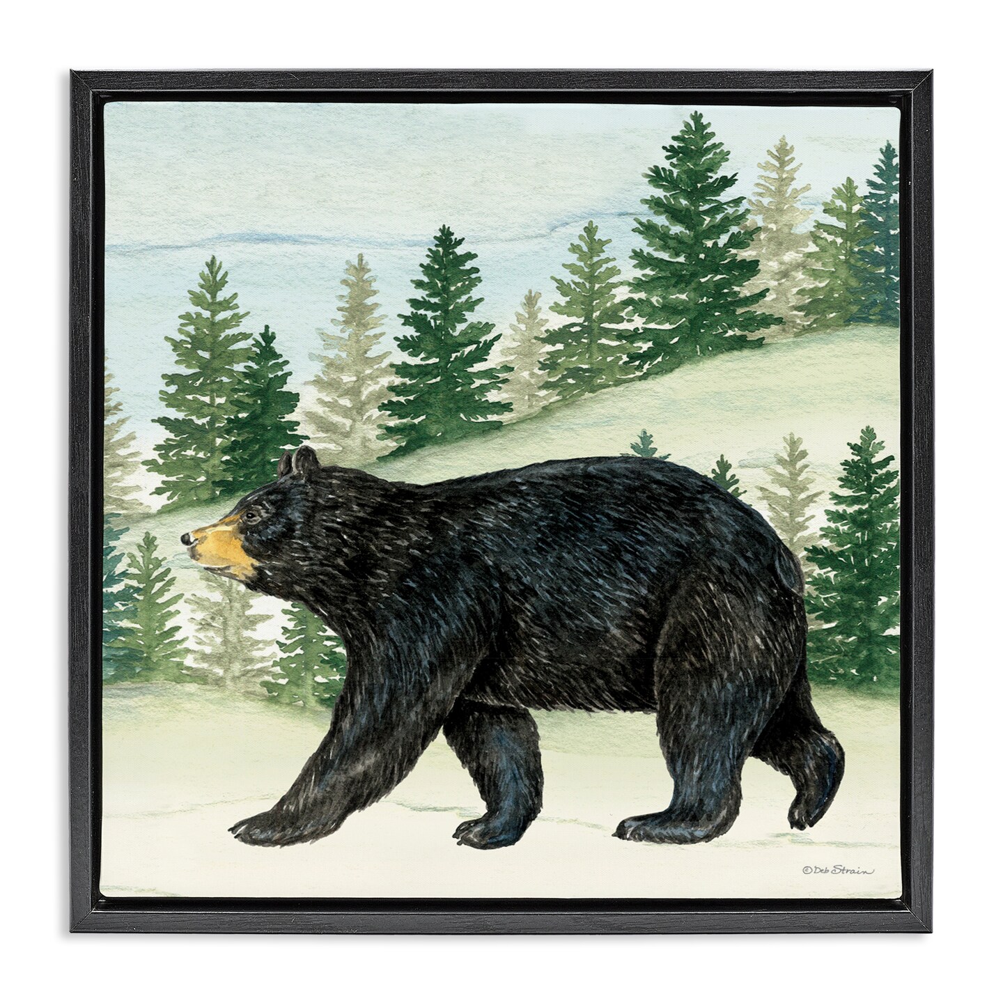 Stupell Industries Black Bear In Woods Floating Frame, design by Deb Strain