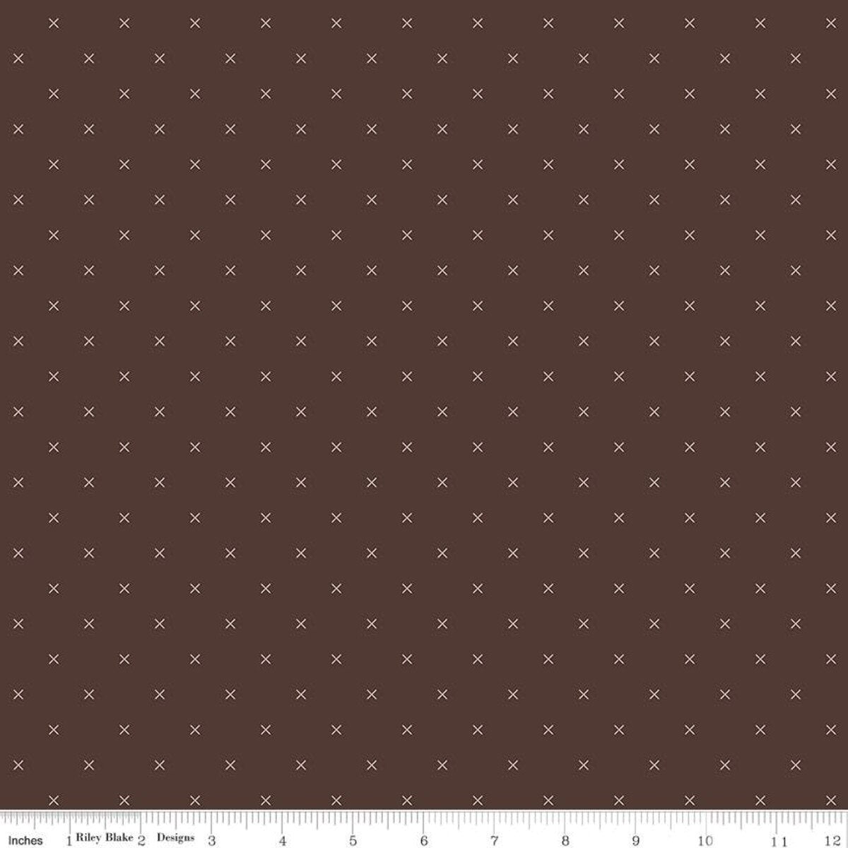 Fabric Riley Blake Basics Raisin Bee Cross Stitch by the Quarter Yard C745-RAISIN