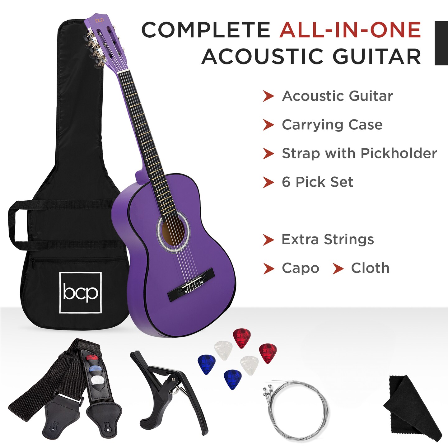 Best Choice Products 38in Beginner Acoustic Guitar Starter Kit w/ Gig Bag, Strap, Strings
