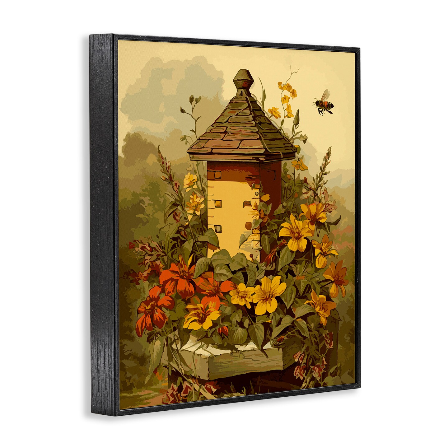 Stupell Industries Bees & Floral Architecture Framed Giclee Art