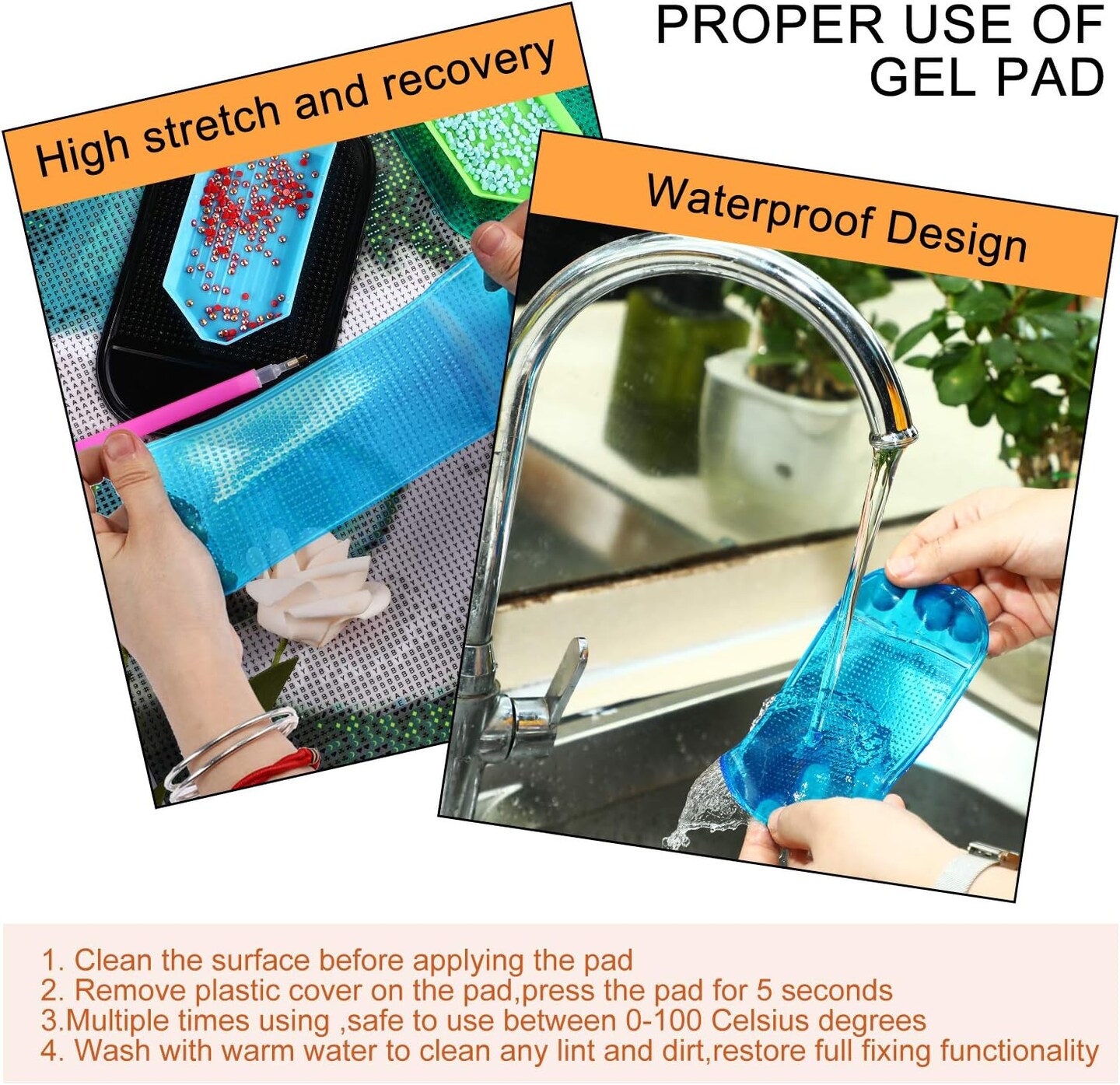 6 Pieces Anti-Slip Tools Sticky Mat for Diamond Painting. Sticky Gel Pad Non-Slip Universal Mount Holder 5.6 x 3.3 Inch to Hold Tray 5D Diamond Embroidery Accessories for Kids or Adults
