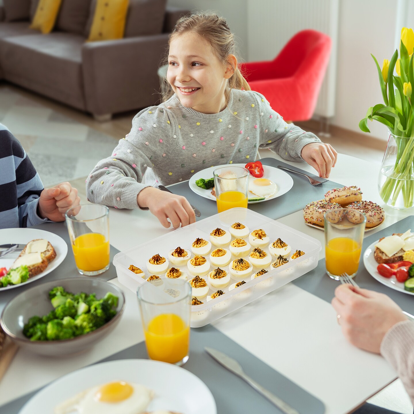 Sorbus Set of 2 Egg Containers with Lids - Clear Deviled Egg Carrier Tray - Stackable & Portable Dispenser (Holds 48-Egg)