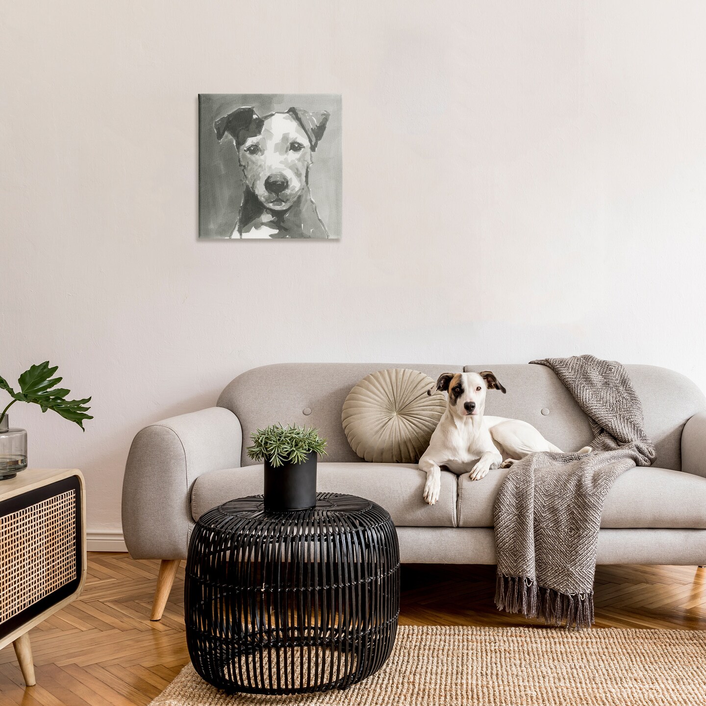 Stupell Industries Muted Dog with Quiet Expression Canvas Wall Art