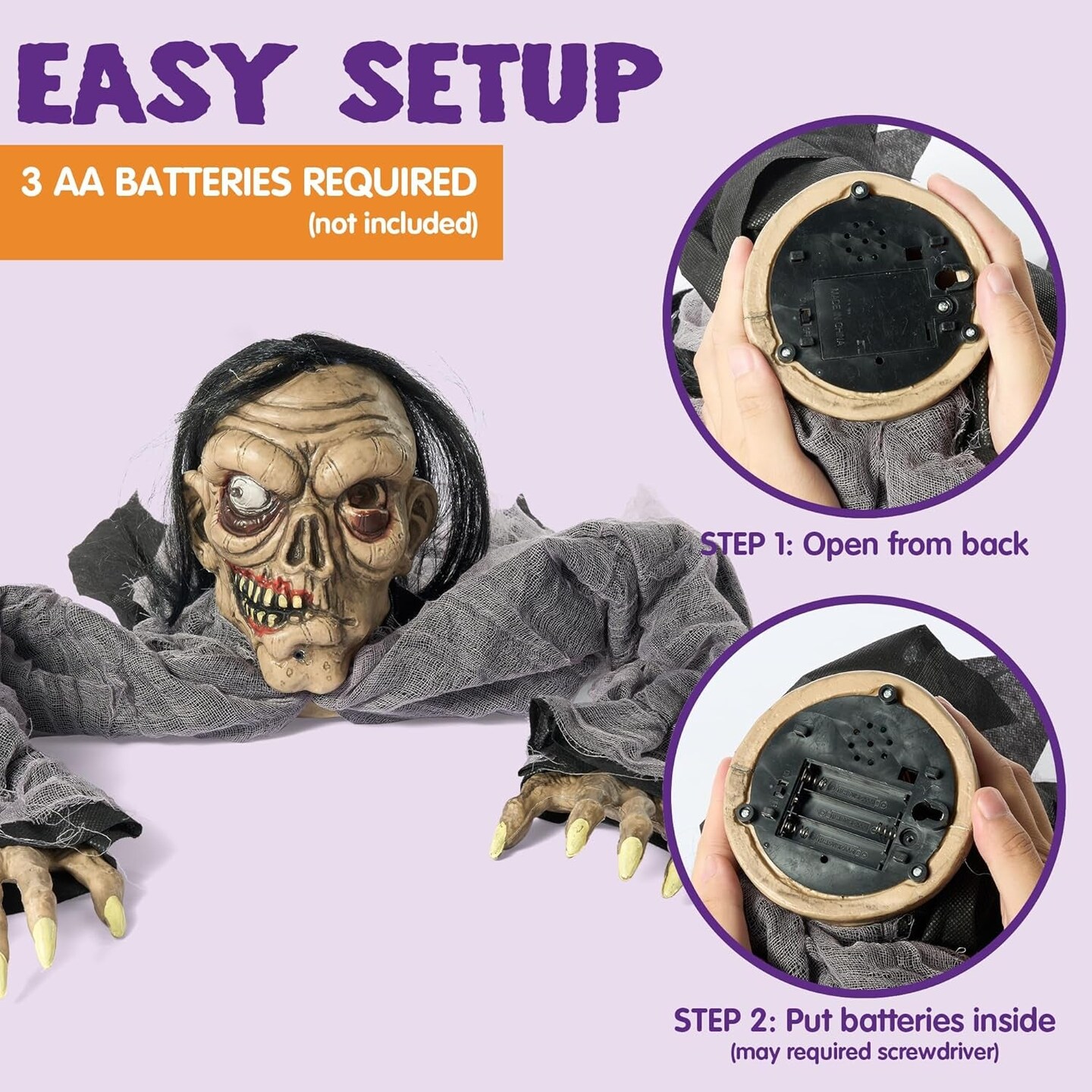 Halloween Animated Zombie Groundbreaker with Decayed Face Halloween Animatronic Decorations for Halloween Outdoor Yard Decor Halloween Decorations Scary Graveyard Lawn D&#xE9;cor