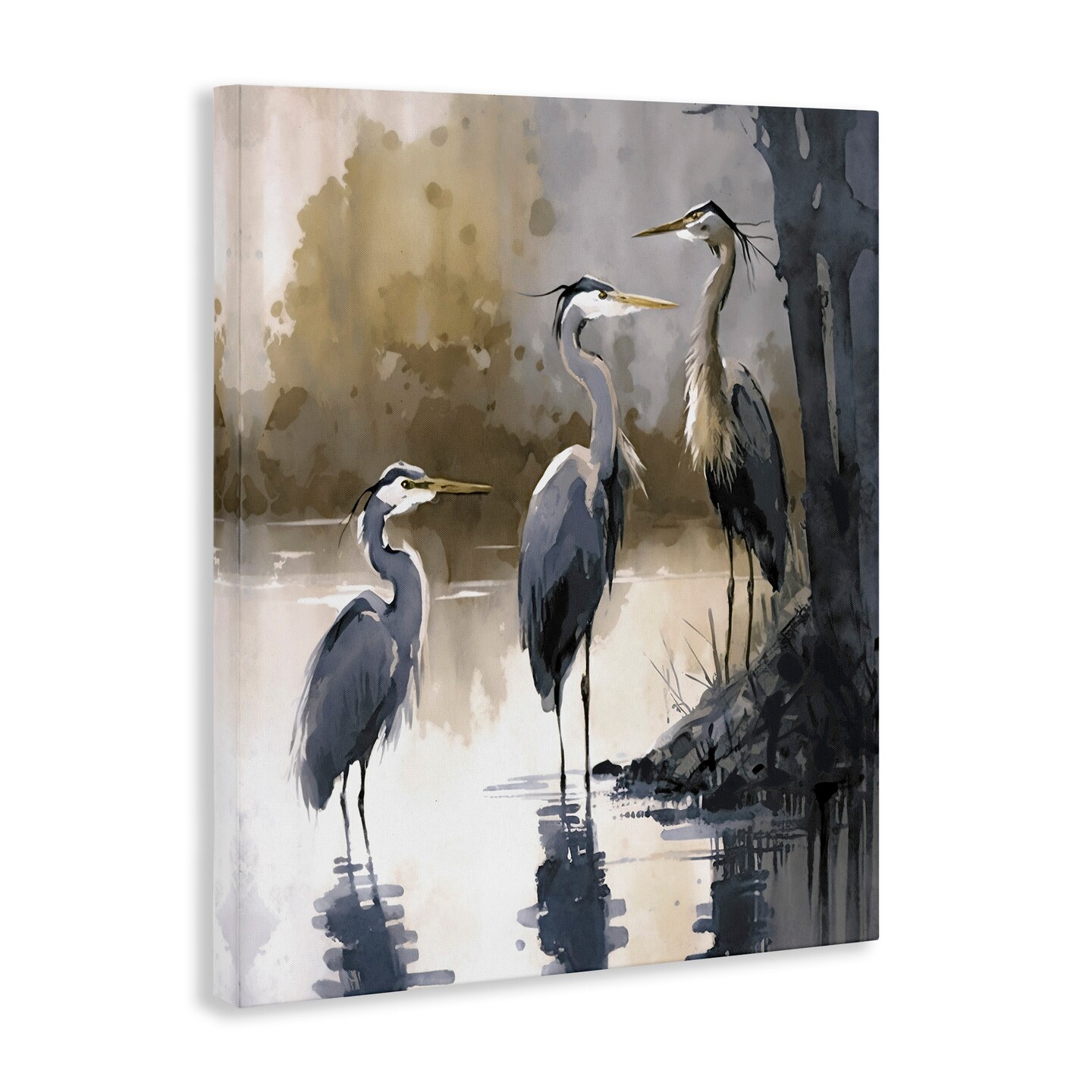 Stupell Industries Lake View Herons Canvas Wall Art