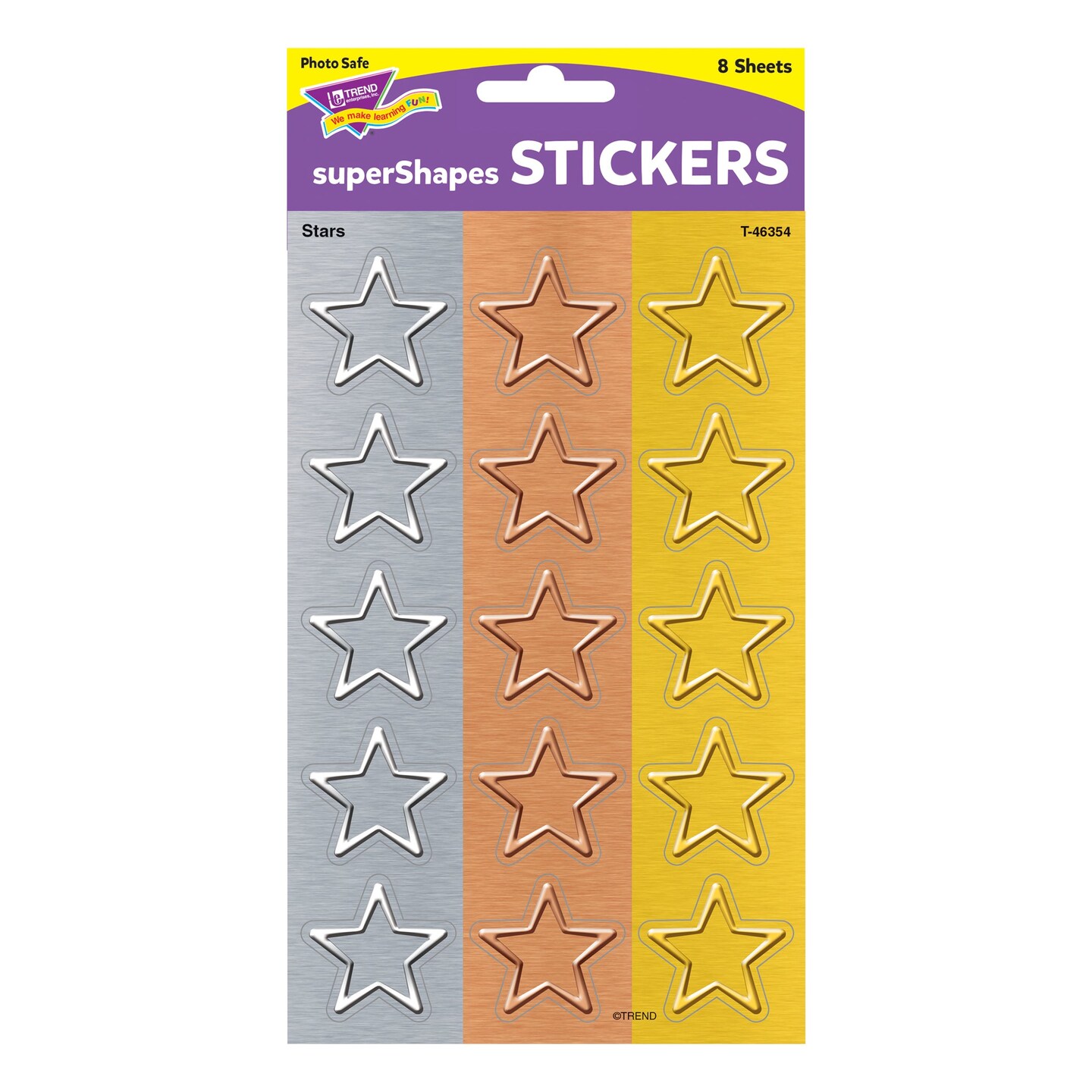I &#x2665; Metal Stars superShapes Stickers - Large, 120 Count