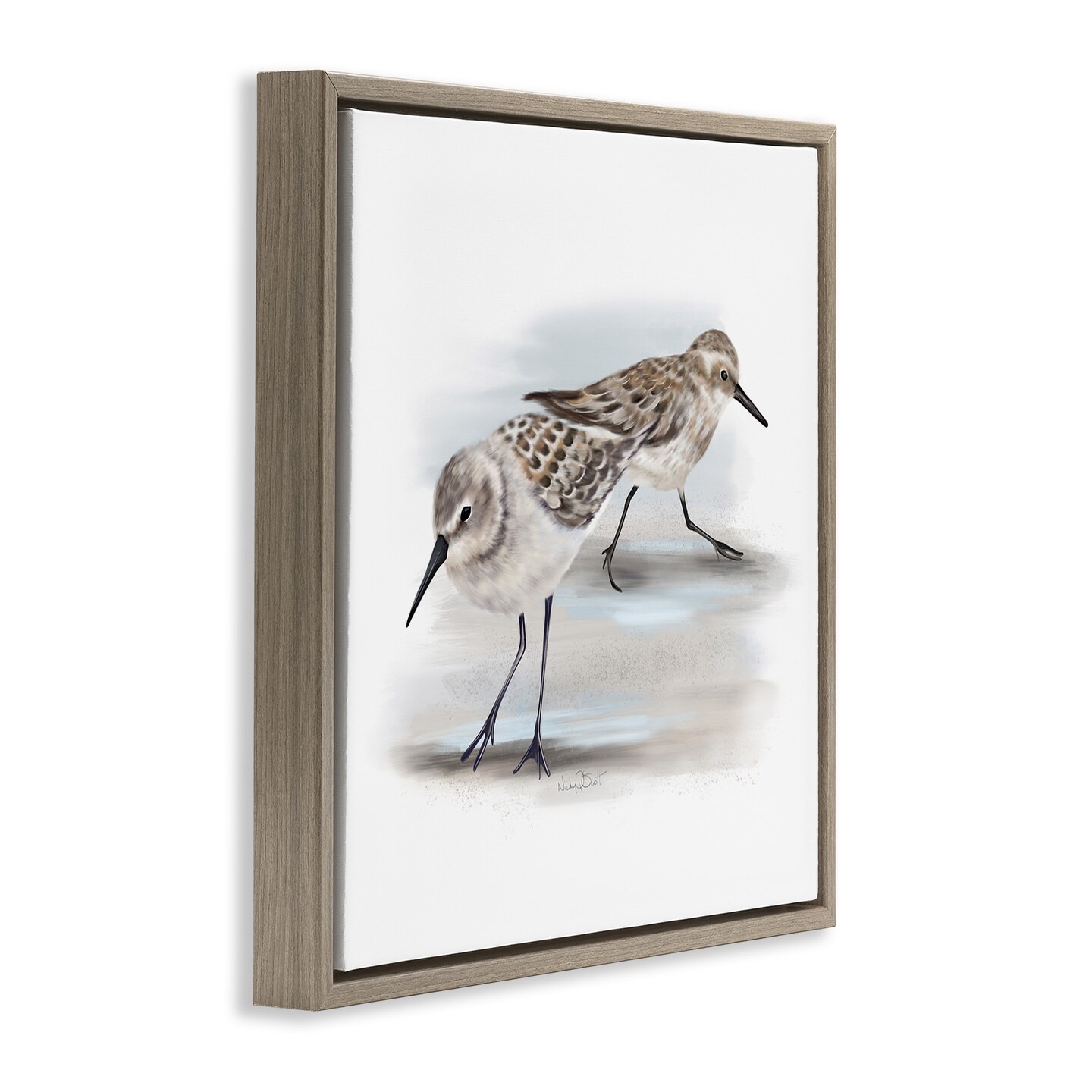 Stupell Industries Sandpiper Pair on Sandy Beach Framed Floater Canvas Wall Art