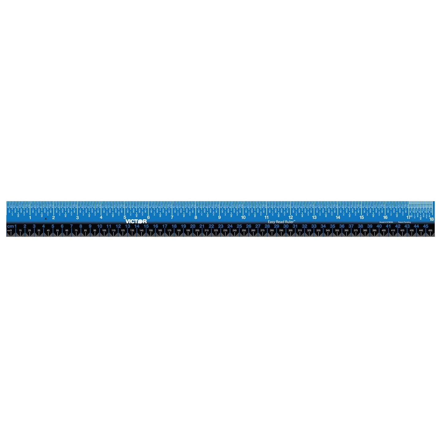 Easy Read&#x2122; Ruler, Stainless Steel, Blue/Black, 18&#x22;