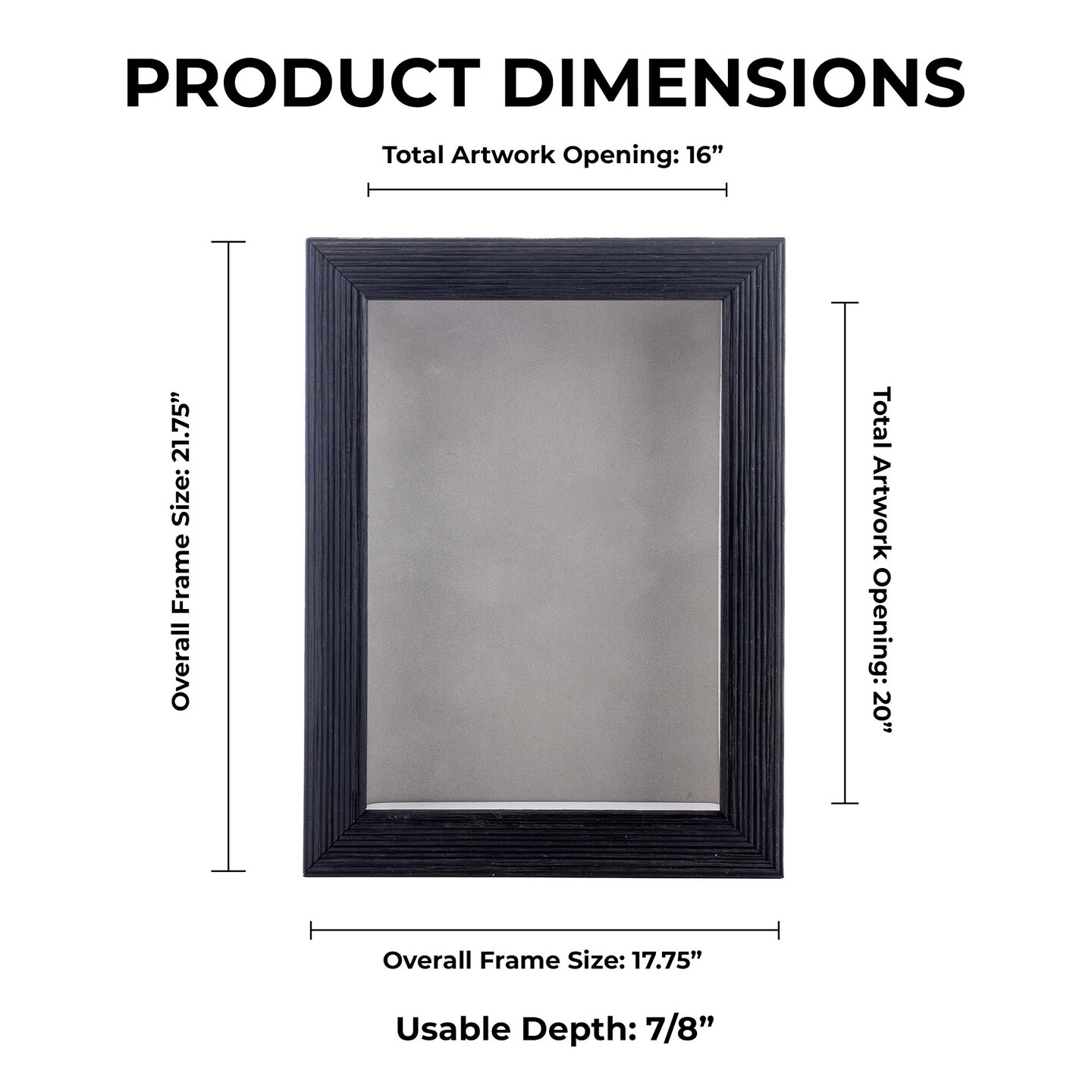 Rustic Black Wood Shadow Box Frame with Acrylic Front - Light Brown Suede Backing, 30 Sizes