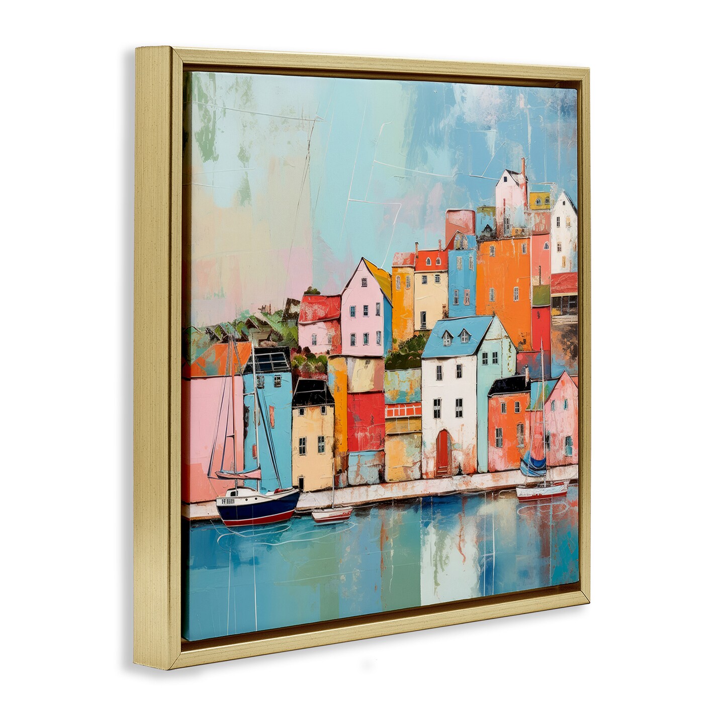 Stupell Industries Seaside Neighborhood Painting Framed Floater Canvas Wall Art