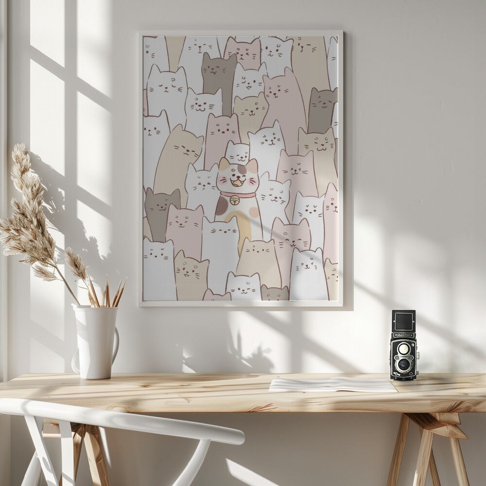 Cute Kitten lock Framed Art Wall Decor