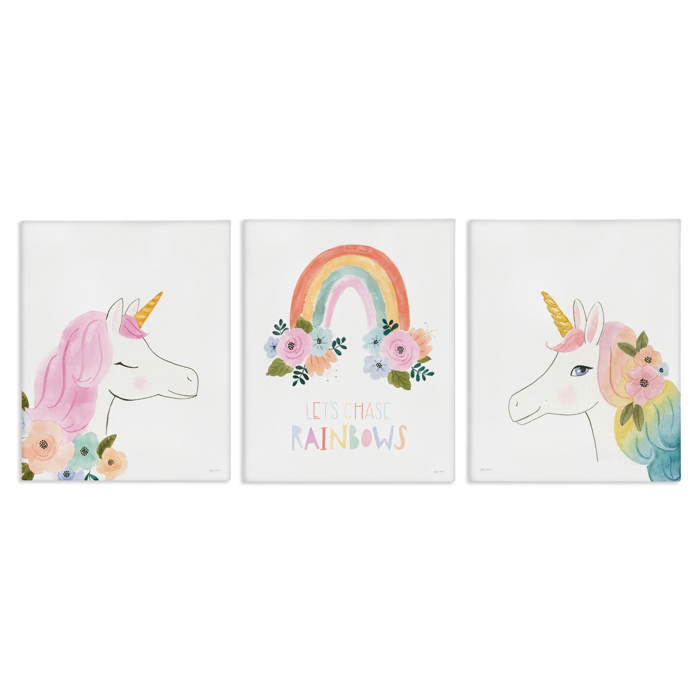Stupell Industries Let's Chase Rainbows Unicorns Canvas Wall Art