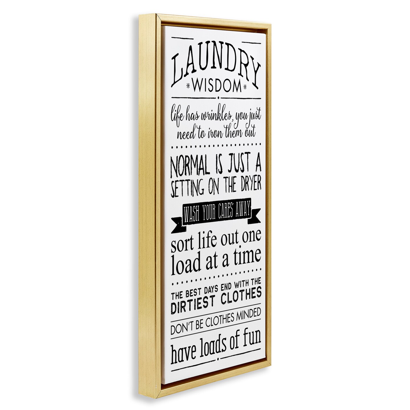 Stupell Industries Laundry Wisdom Life Phrases Framed Floater Canvas Wall Art