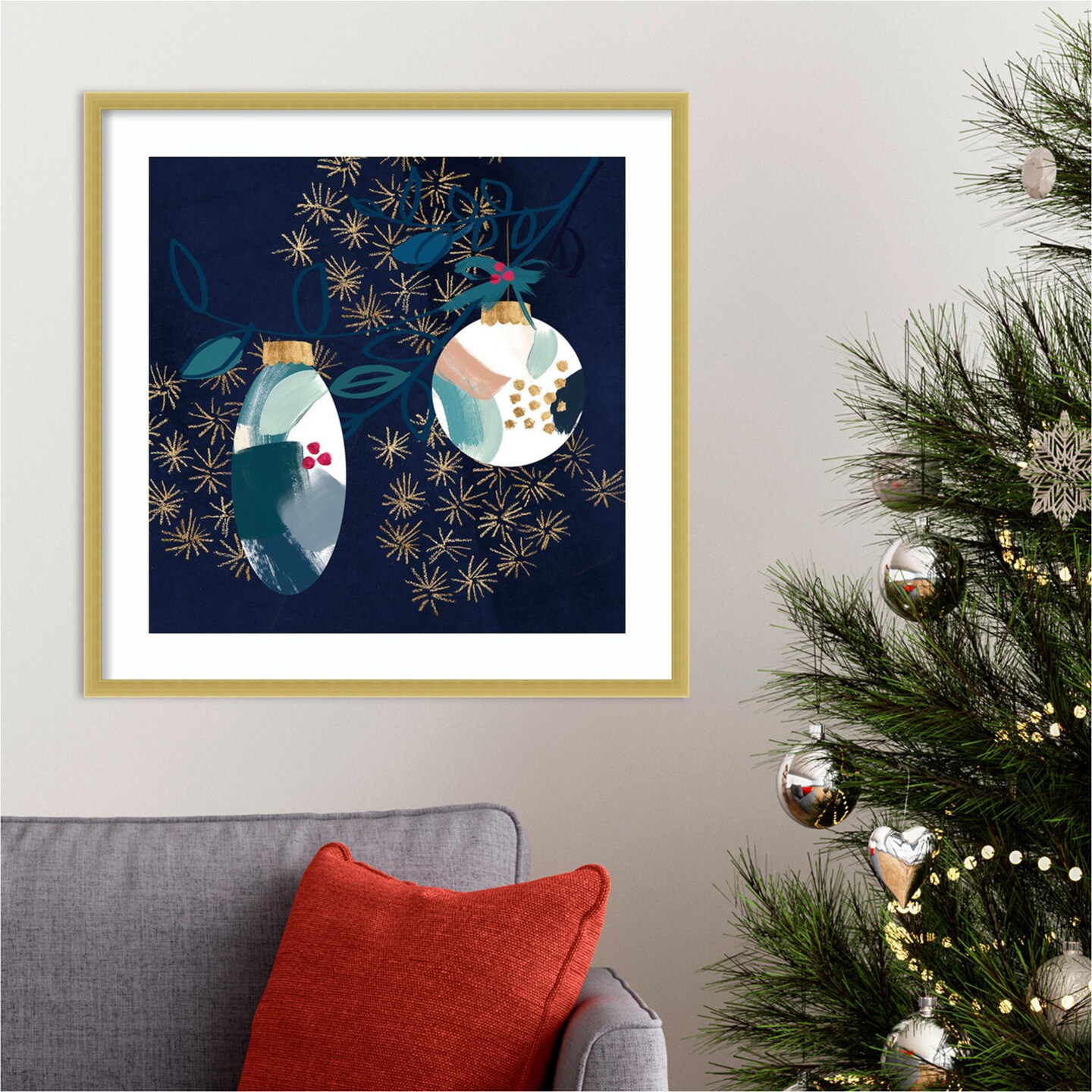 Crafty Blue Christmas I by Jennifer Paxton Parker Wood Framed Wall Art Print