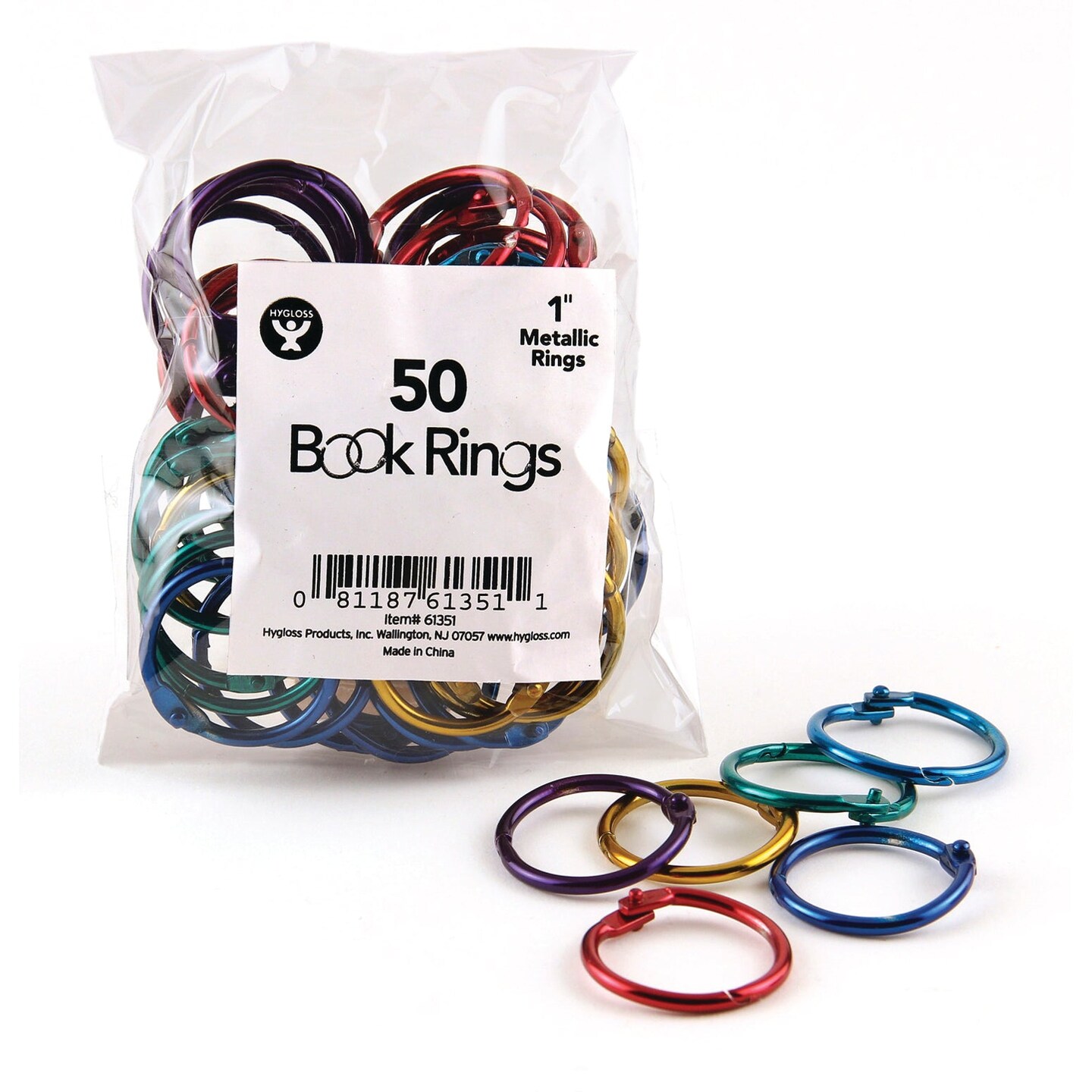 Metallic Book Rings, 1&#x22;, Pack of 50