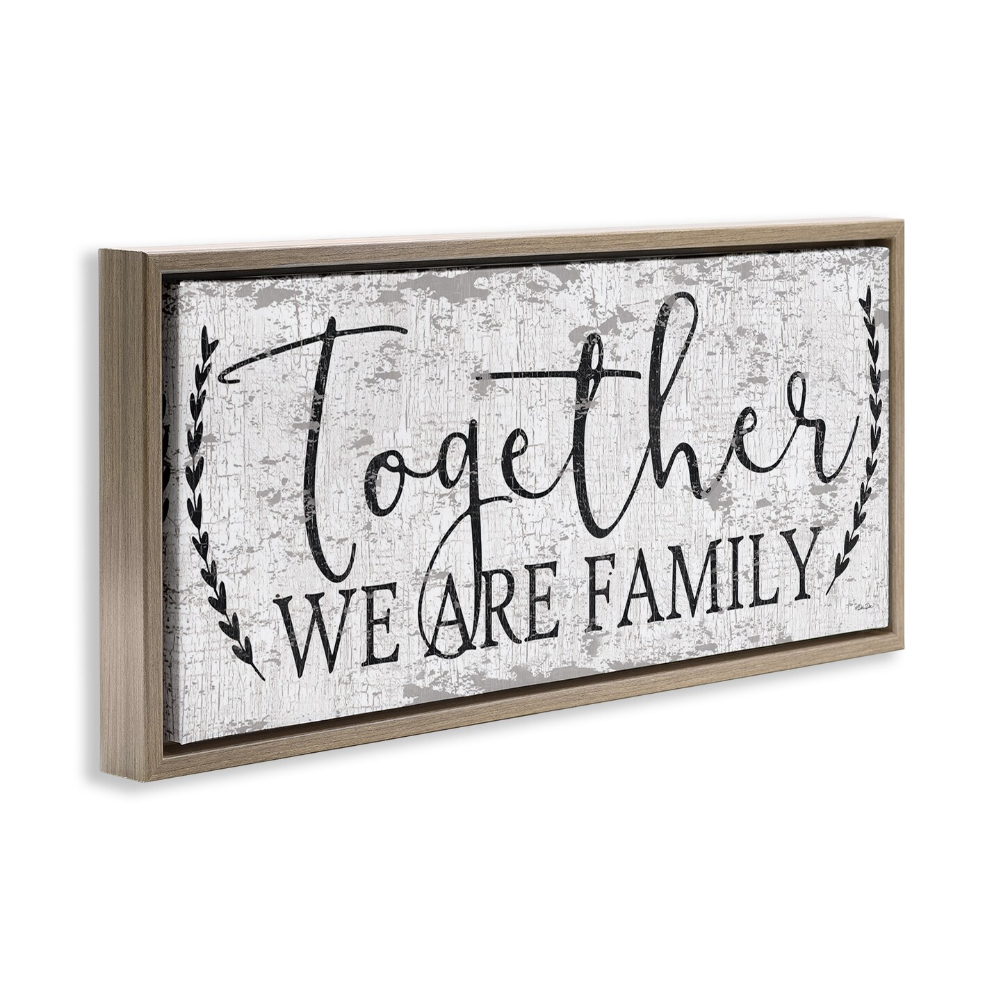 Stupell Industries Country Distressed Family Quote Framed Floater Canvas Wall Art