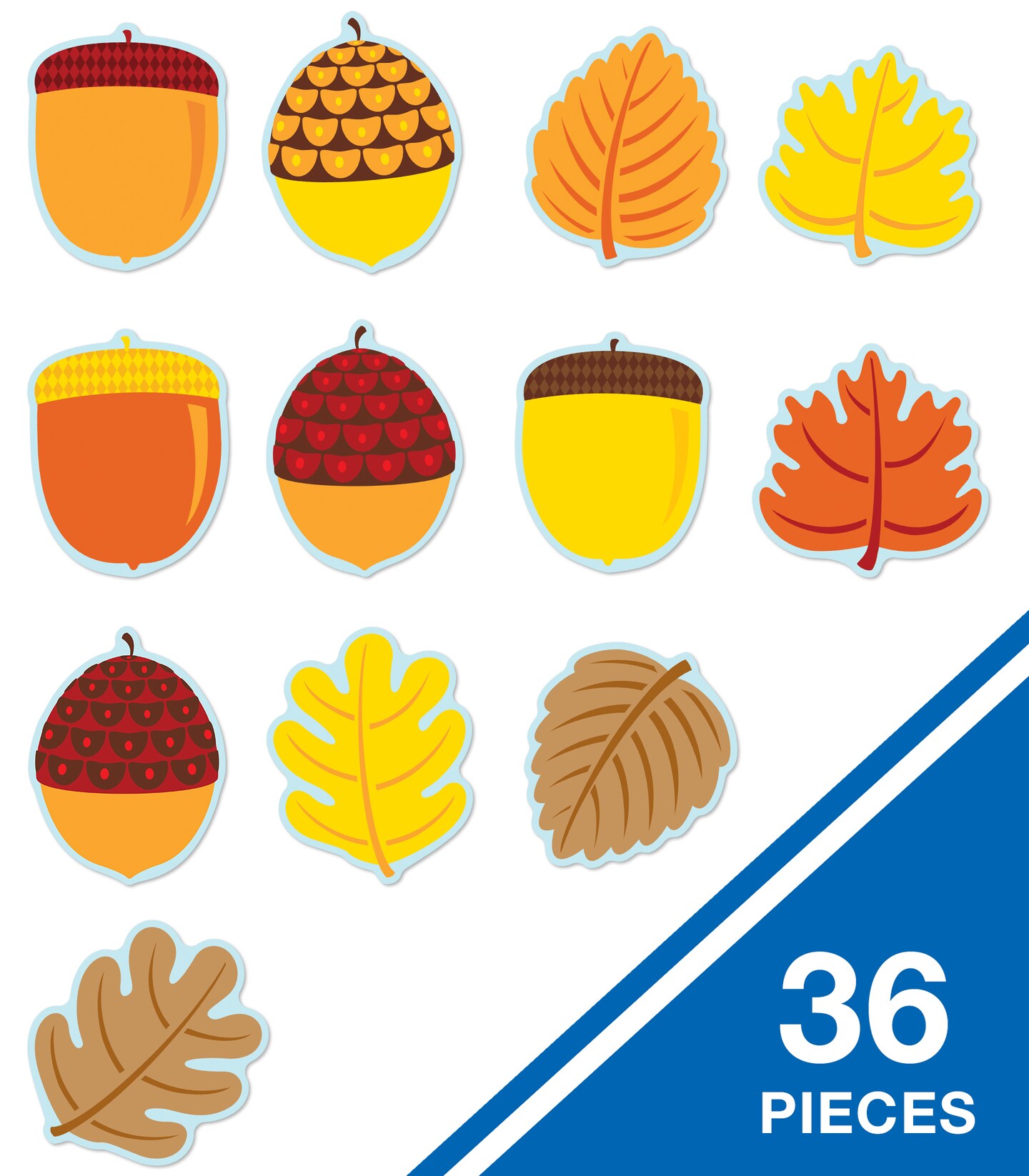 Carson Dellosa 36-Piece Fall Decor, Colorful Cardstock Acorns and Autumn Leaves for Bulletin Board, Locker, Classroom, Party, and Thanksgiving Decorations