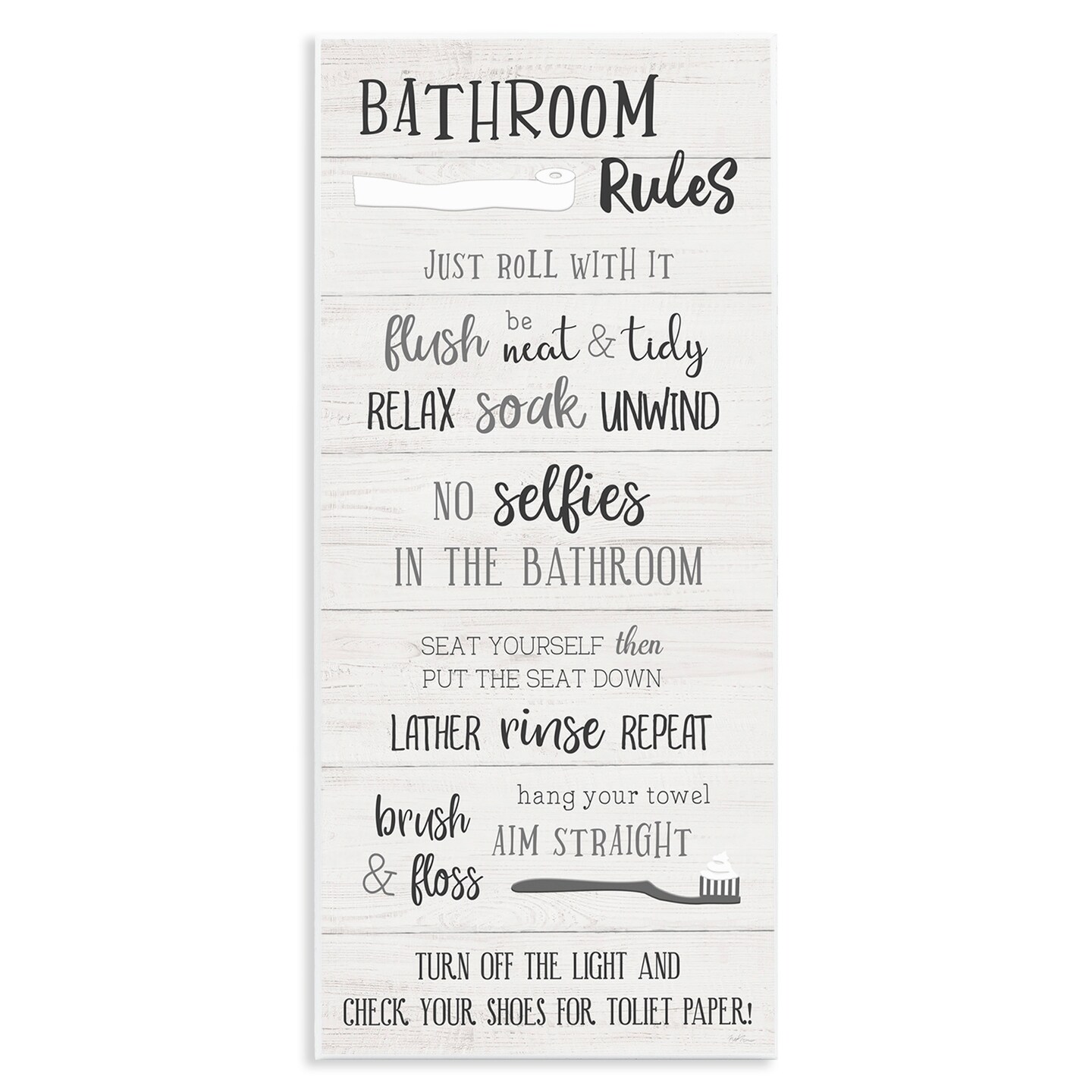 Stupell Industries Fun Bathroom Rules Sign Wall Plaque Art