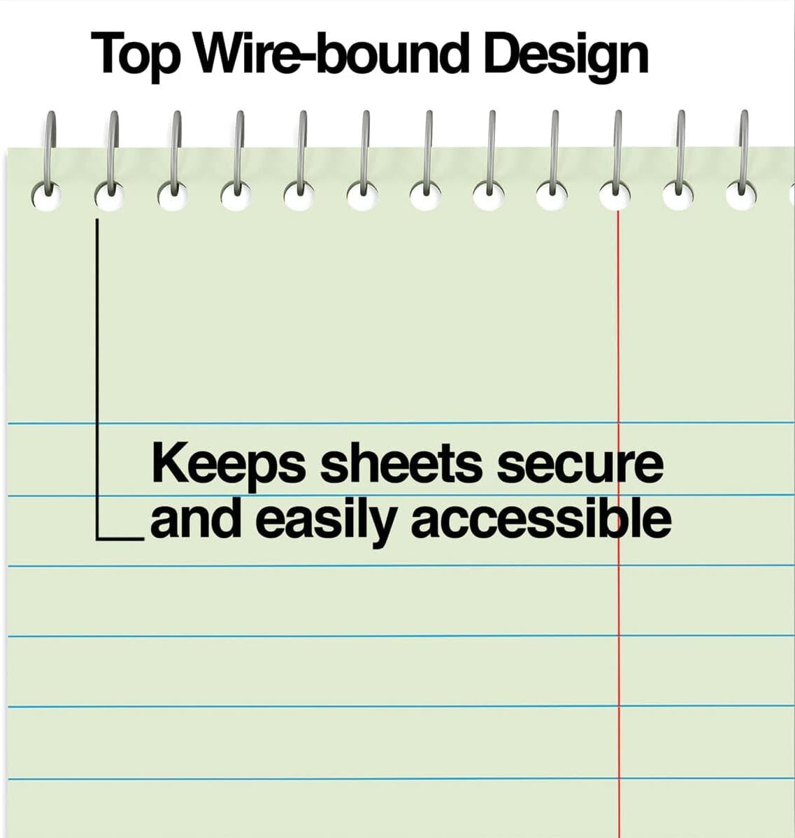 Steno Pads Notebooks, Top Bound Spiral Steno Book - Gregg Ruled, Green Tint, 80 Sheets per Notepad - 6 X 9 Inch - Great for Note-Taking and Making To-Do Lists - 6 Pack