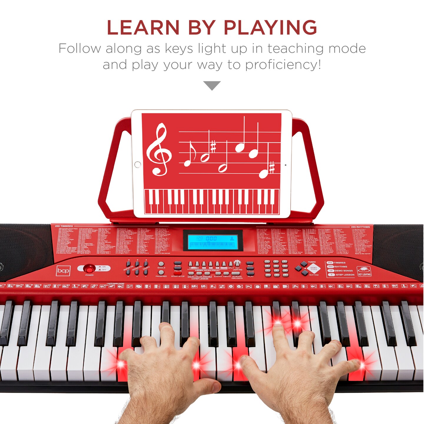 Best Choice Products 61-Key Beginners Complete Electronic Keyboard Piano Set w/ LCD Screen, Lighted Keys