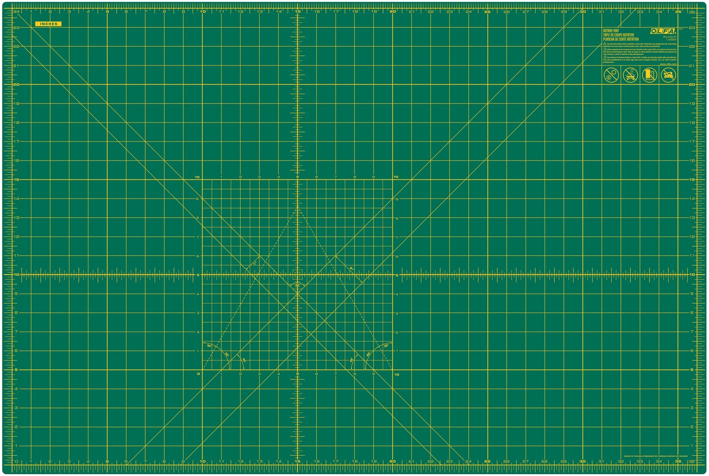 OLFA Double-Sided Self-Healing Rotary Mat 24&#x22;X36&#x22;-Green