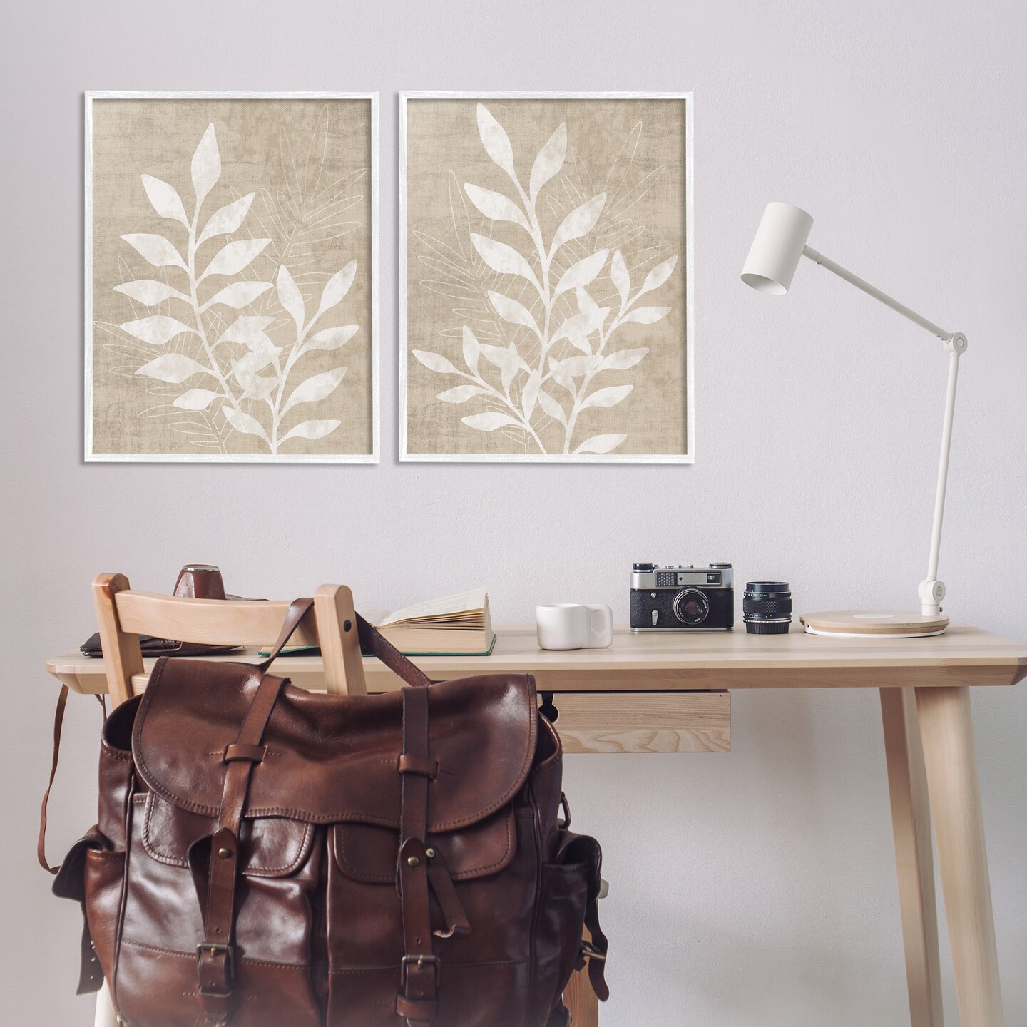 Stupell Industries Boho Botanical Leaf Silhouette Framed Giclee Art