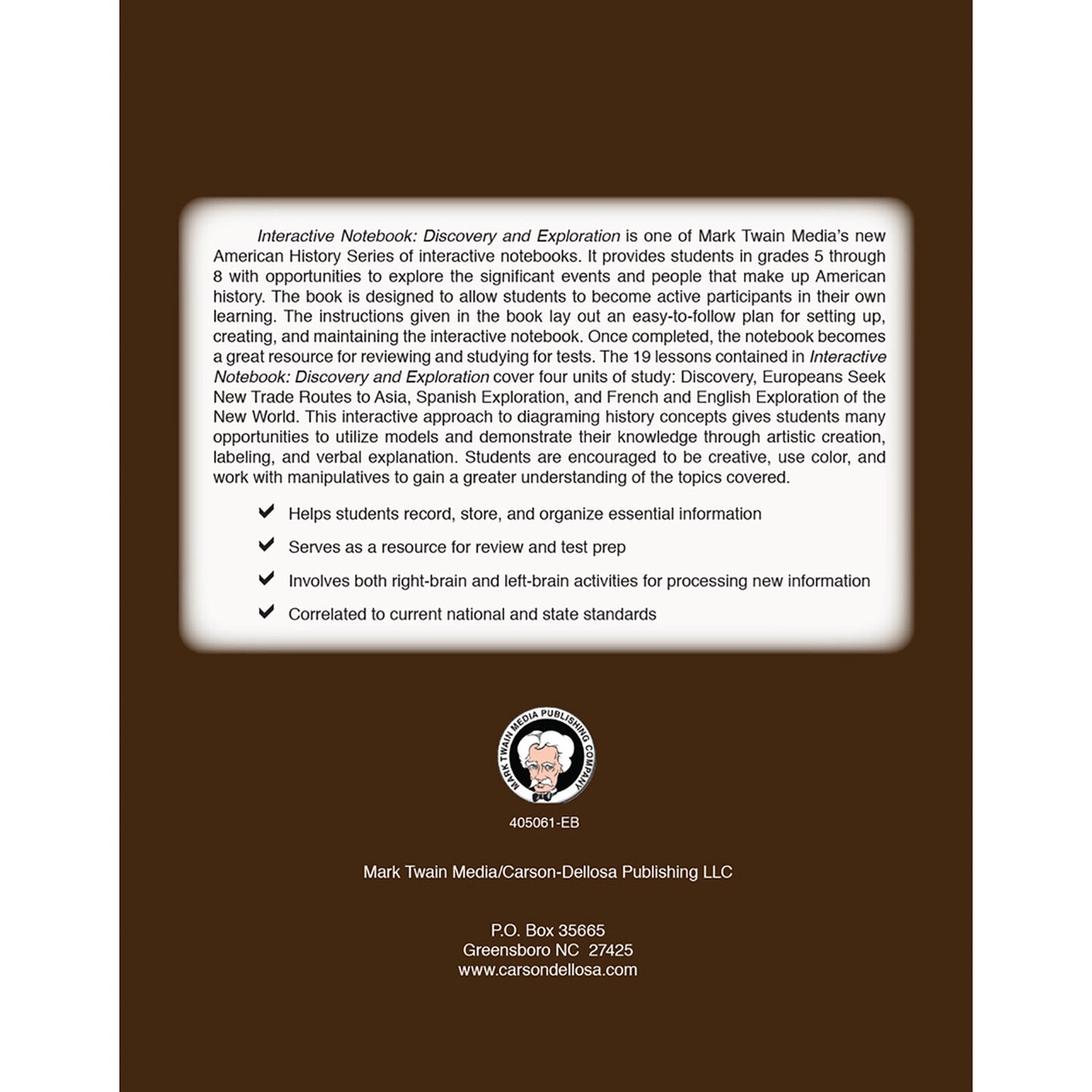 Interactive Notebook: Discovery and Exploration Resource Book, Grade 5-8