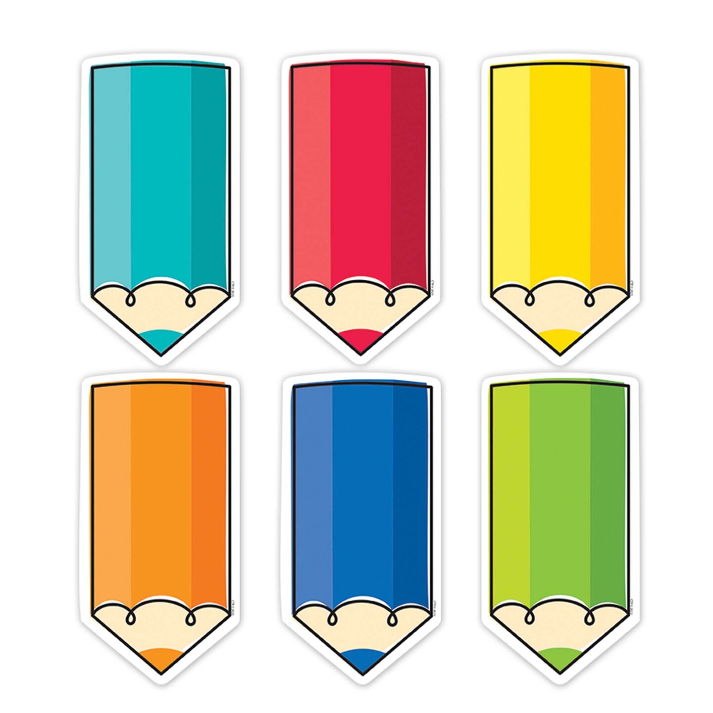 Core Decor Colorful Doodle Pencils 6 Inch Designer Cut-Outs, Pack of 72