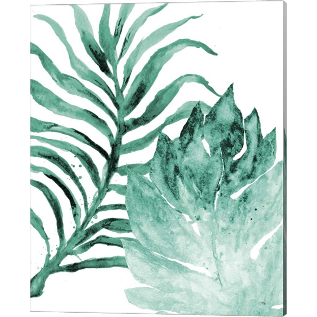 Teal Fern and Leaf by Elizabeth Medley 12" x 15" Canvas Wall Art (Set of 2)
