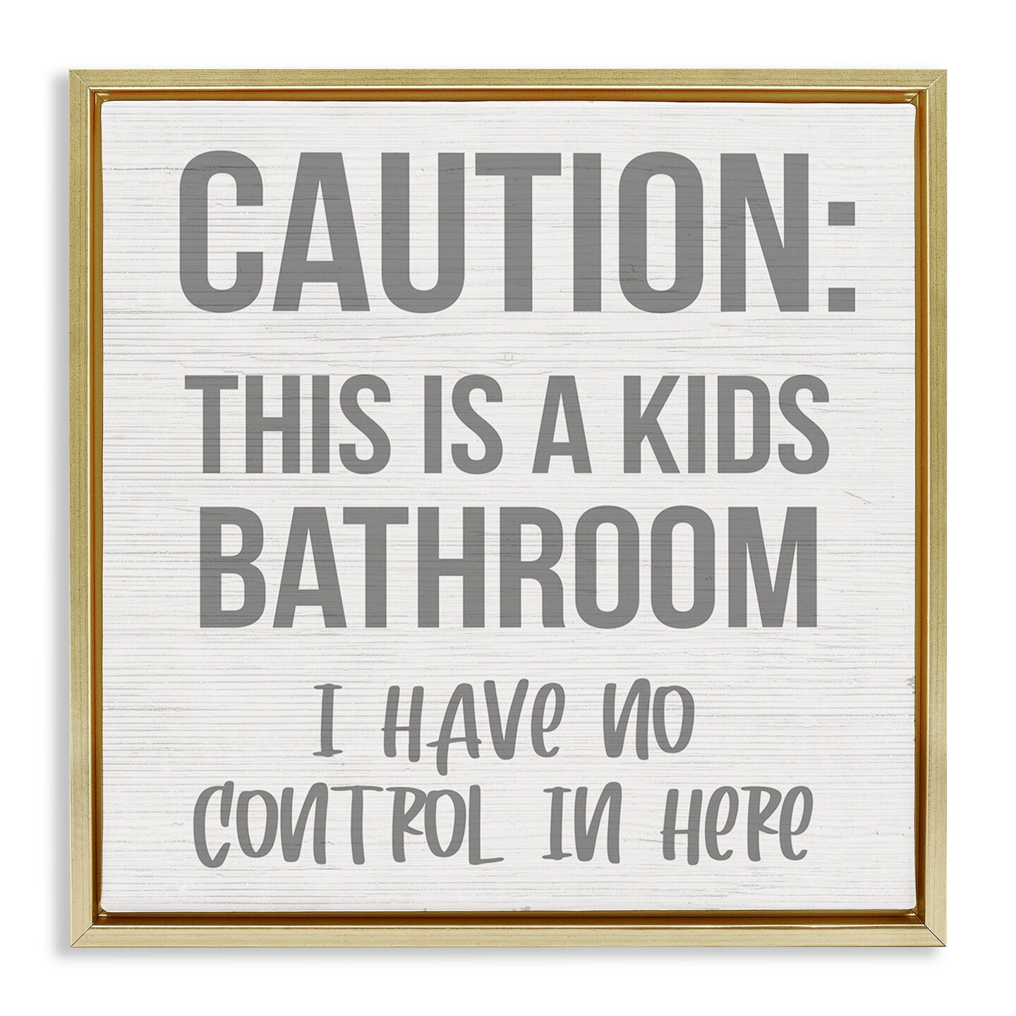 Stupell Industries Funny Caution Kid's Bathroom Framed Floater Canvas Wall Art