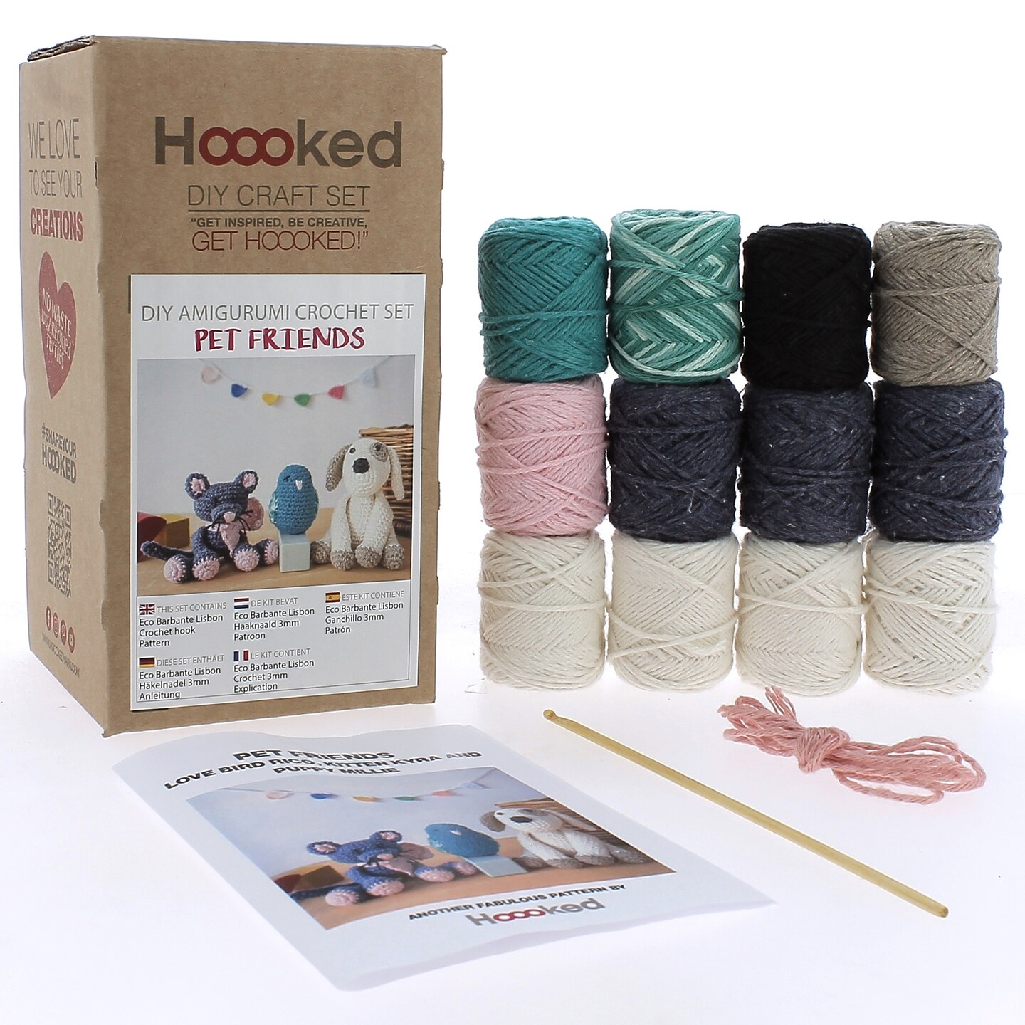 Hoooked Amigurumi DIY Kit W/Eco Barbante Yarn-Pet Friends