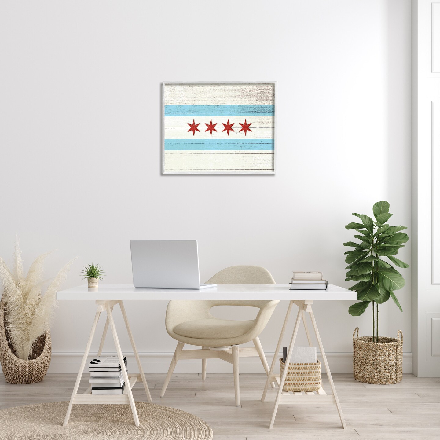 Stupell Industries Chicago Flag Distressed Style Framed Giclee Art