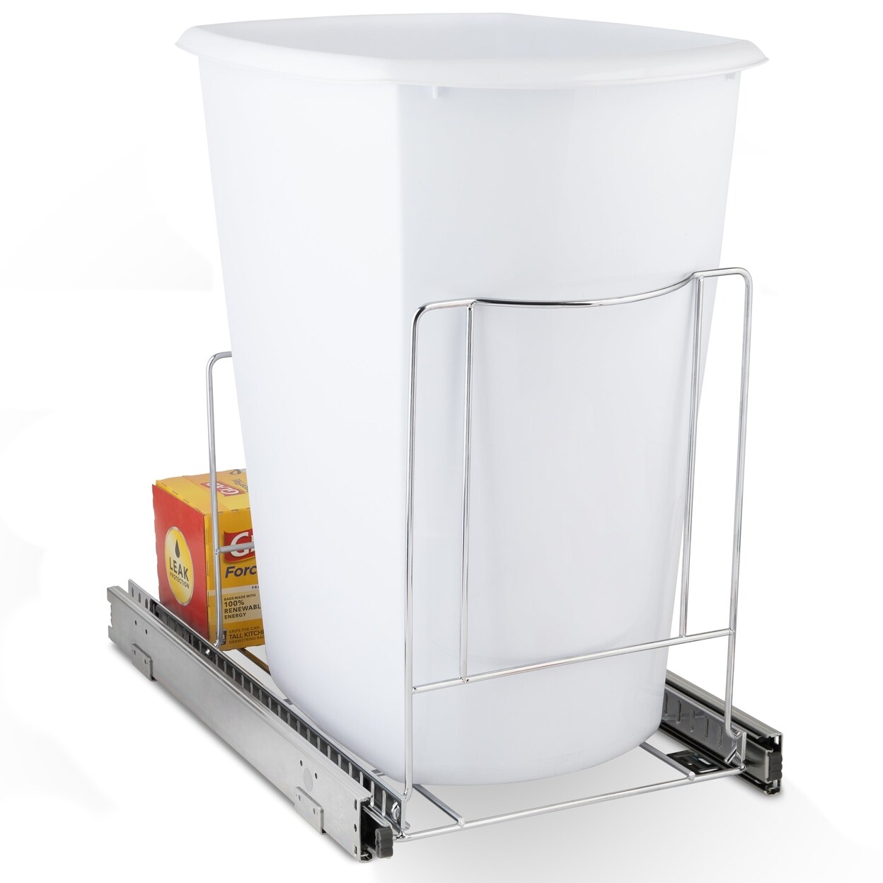 Pull Out Trash Can Under Cabinet Chrome Steel Slides 13 Inch Cabinet Opening