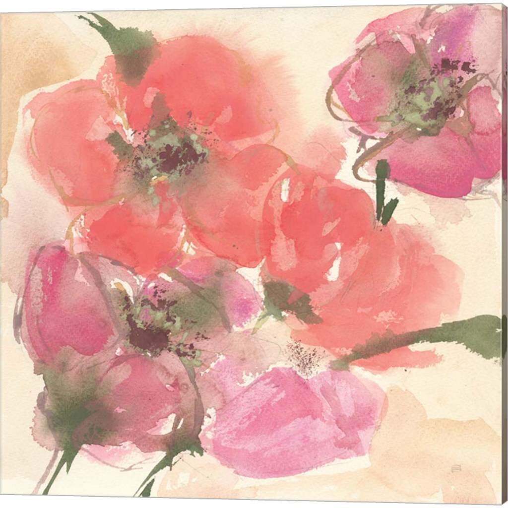 Coral Blooms Dark Green by Chris Paschke 14&#x22; x 14&#x22; Canvas Wall Art (Set of 2)