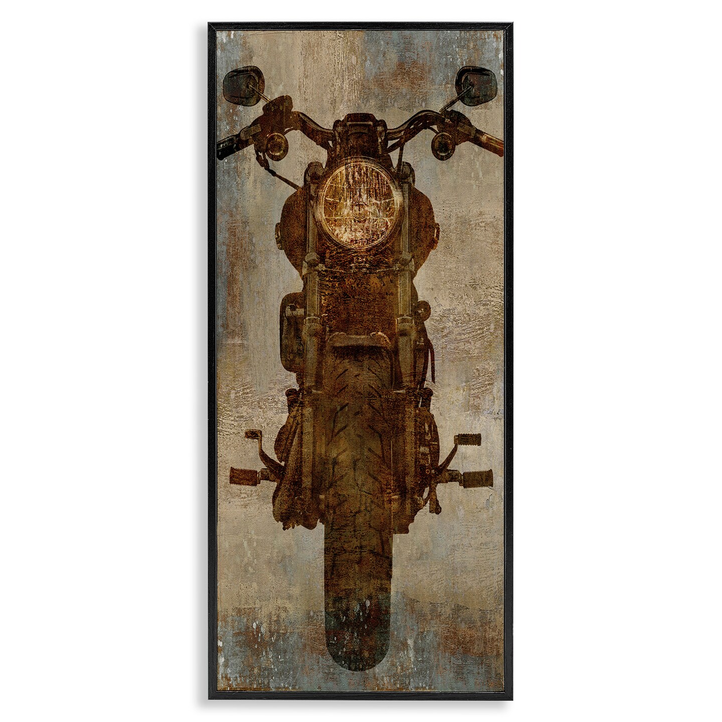 Stupell Industries Motorcycle Silhouette Rustic Pattern Framed Giclee Art