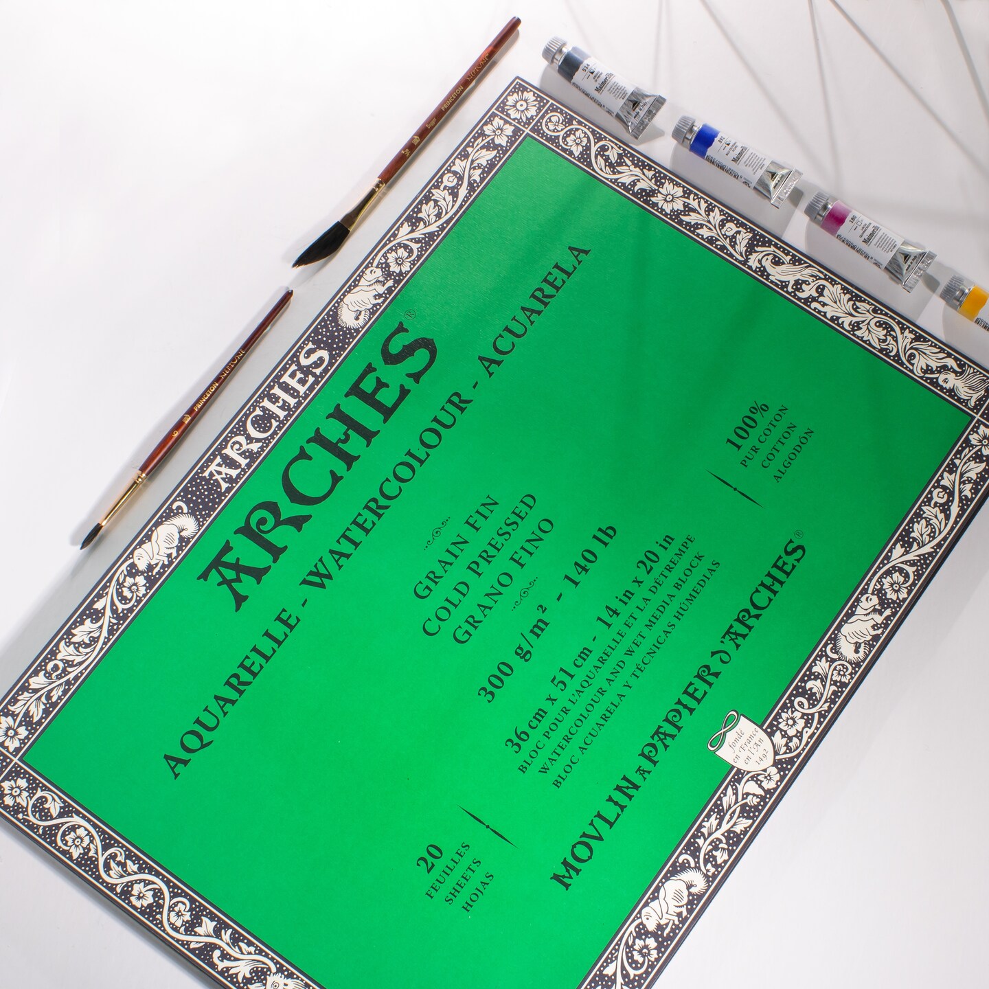 Arches Aquarelle Cold Pressed Watercolor Block 14"X20"- 140lb, 20 Sheets