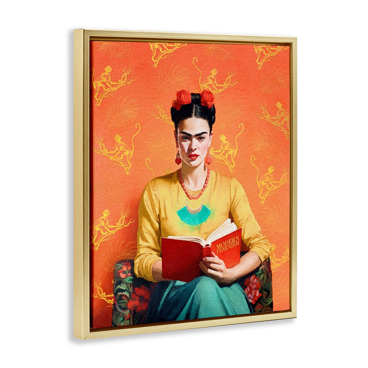 Stupell Industries Modern Frida Kahlo Framed Floater Canvas Wall Art