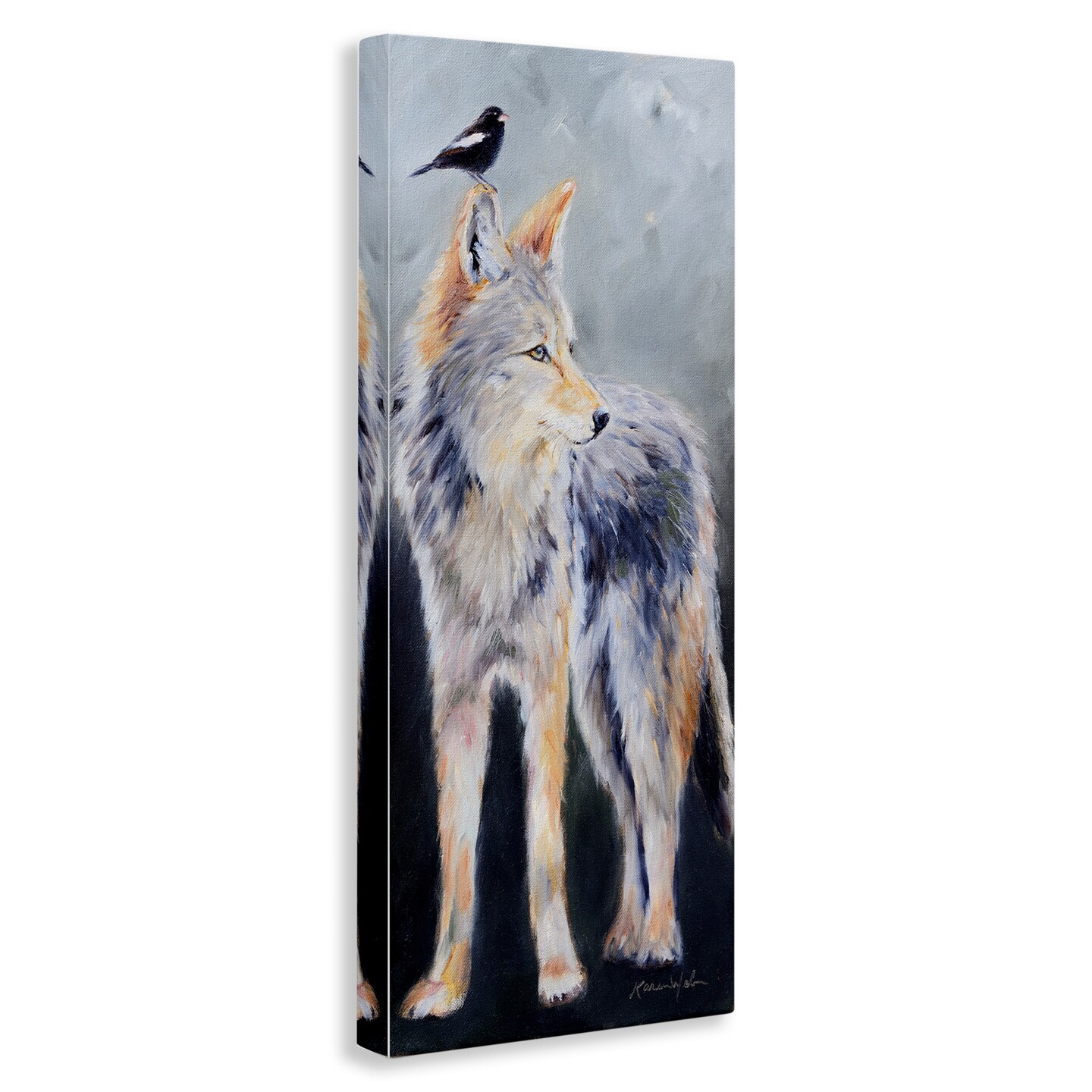 Stupell Industries Wild Coyote &#x26; Black Bird Canvas Wall Art