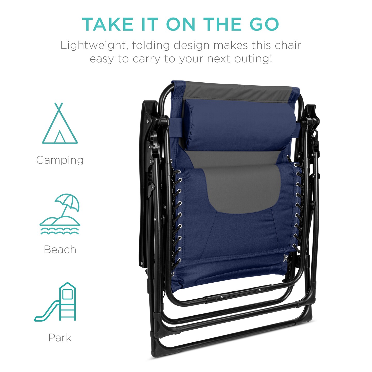 Best Choice Products Oversized Padded Zero Gravity Chair, Folding Outdoor Patio Recliner w/ Side Tray