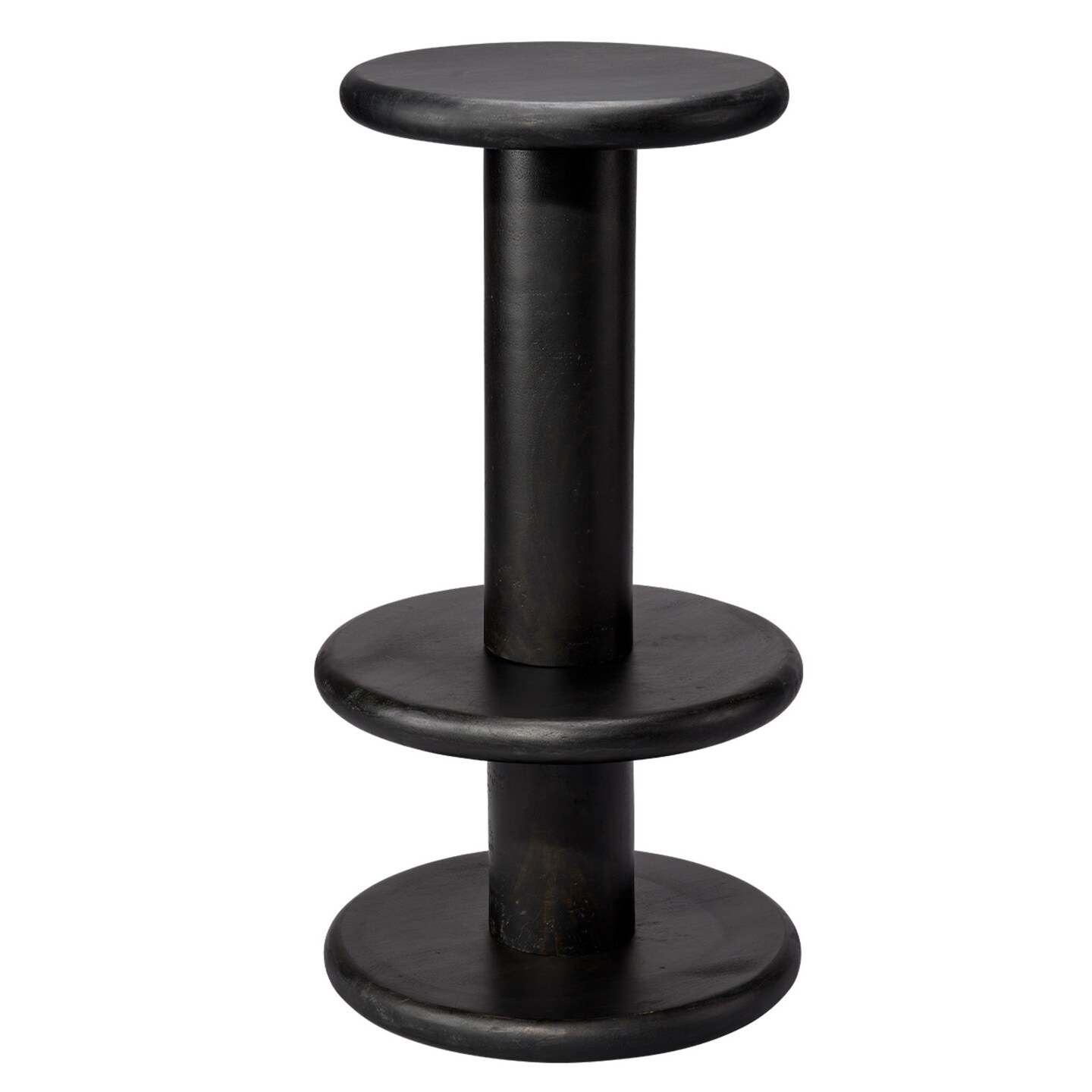 Jamie Young Company Round Hand-Crafted Wooden Barstool - 30&#x22; - Black