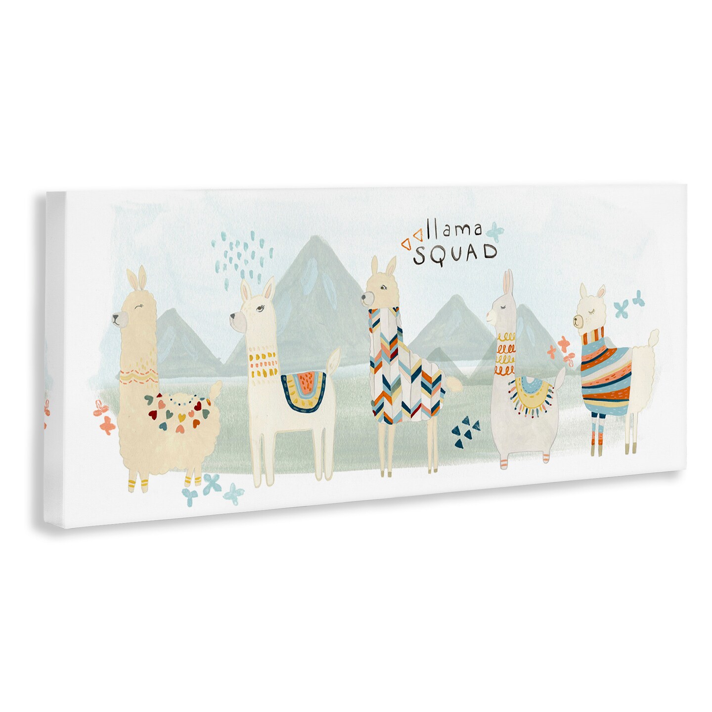 Stupell Industries Llama Squad Whimsical Patterns Canvas Wall Art