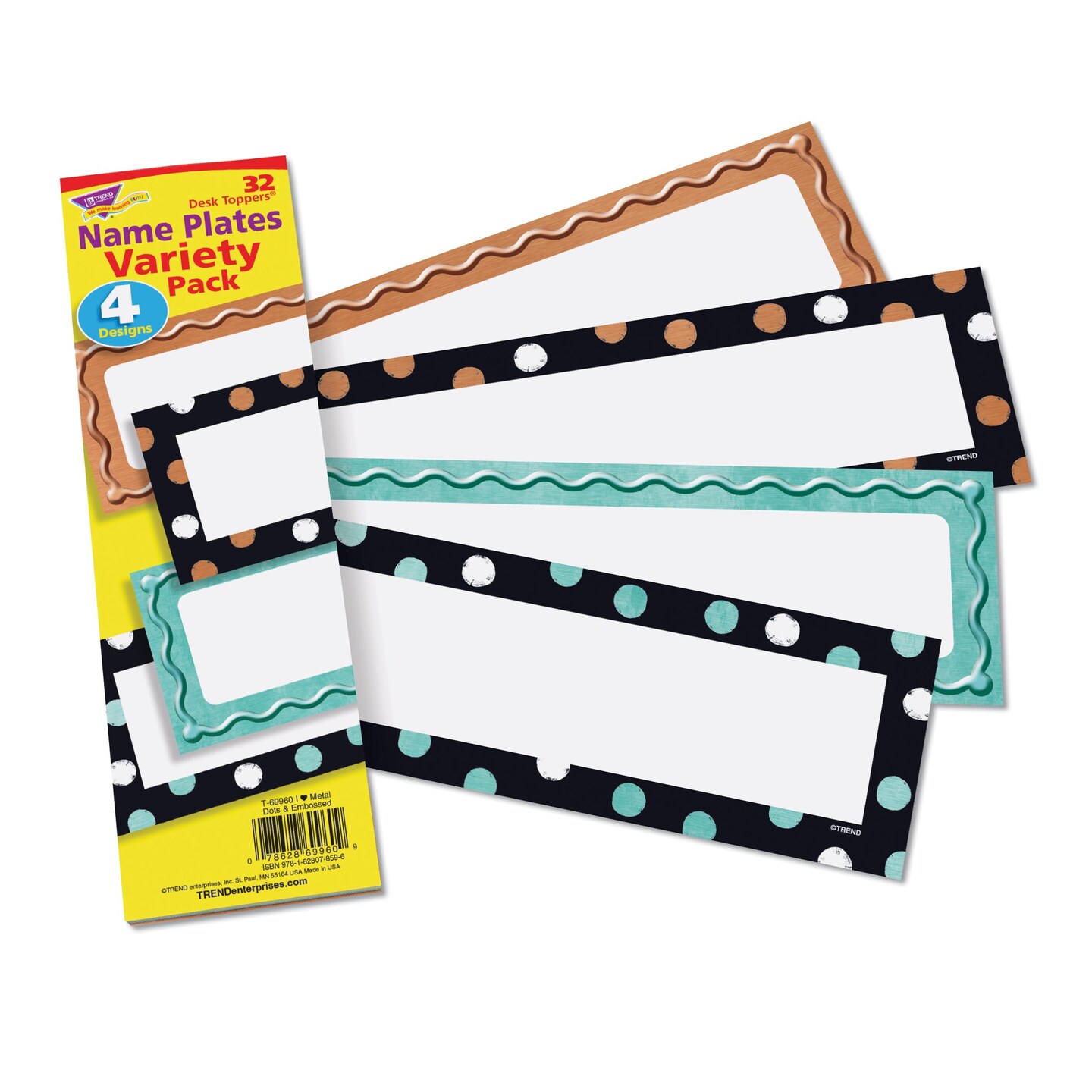 I &#x2665; Metal Dots &#x26; Embossed Name Plates Variety Pack, 32 Count