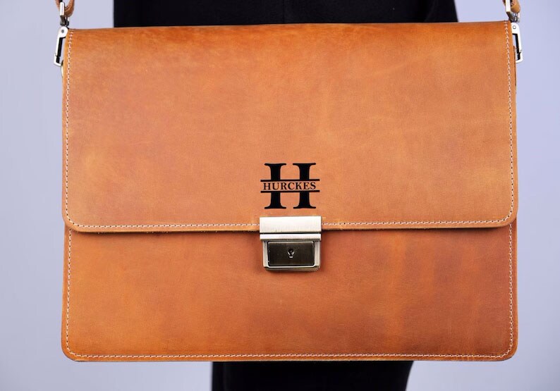 Appreciation Gift for Teacher,MacBook Bag,Personalized Leather Messenger Bag,Thank You Gift for Coworkers,Back to School Gift,Laptop Bag - image9