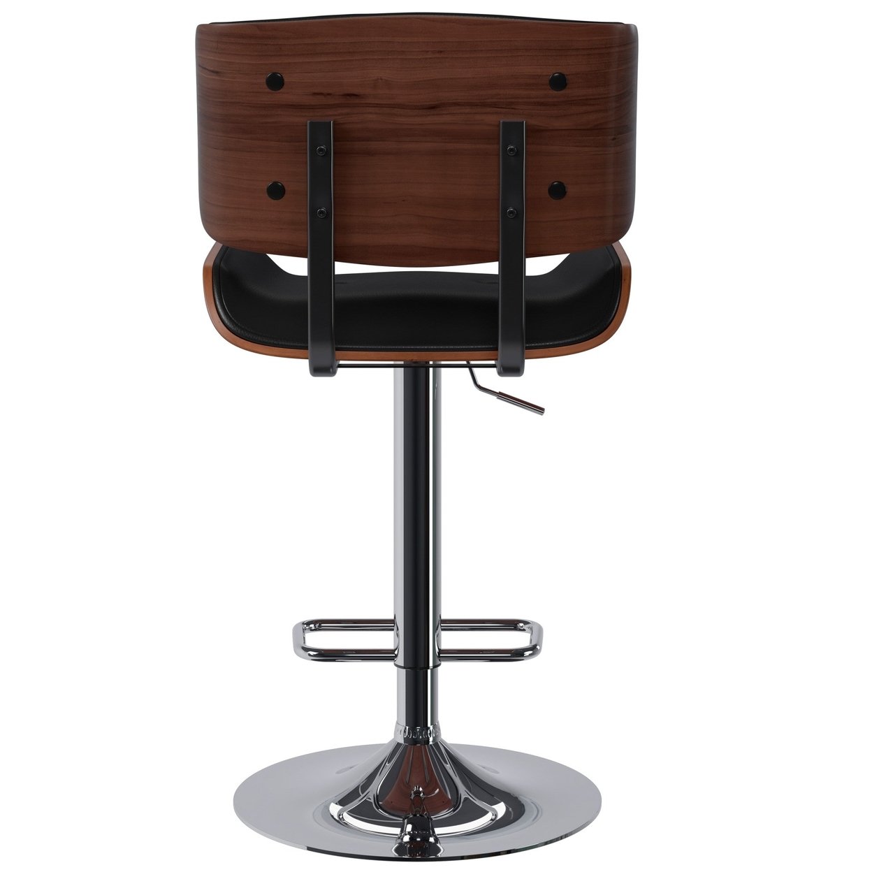 Holland Adjustable Bar Stool Faux Leather Swivel Mid-Century Design Wood Back