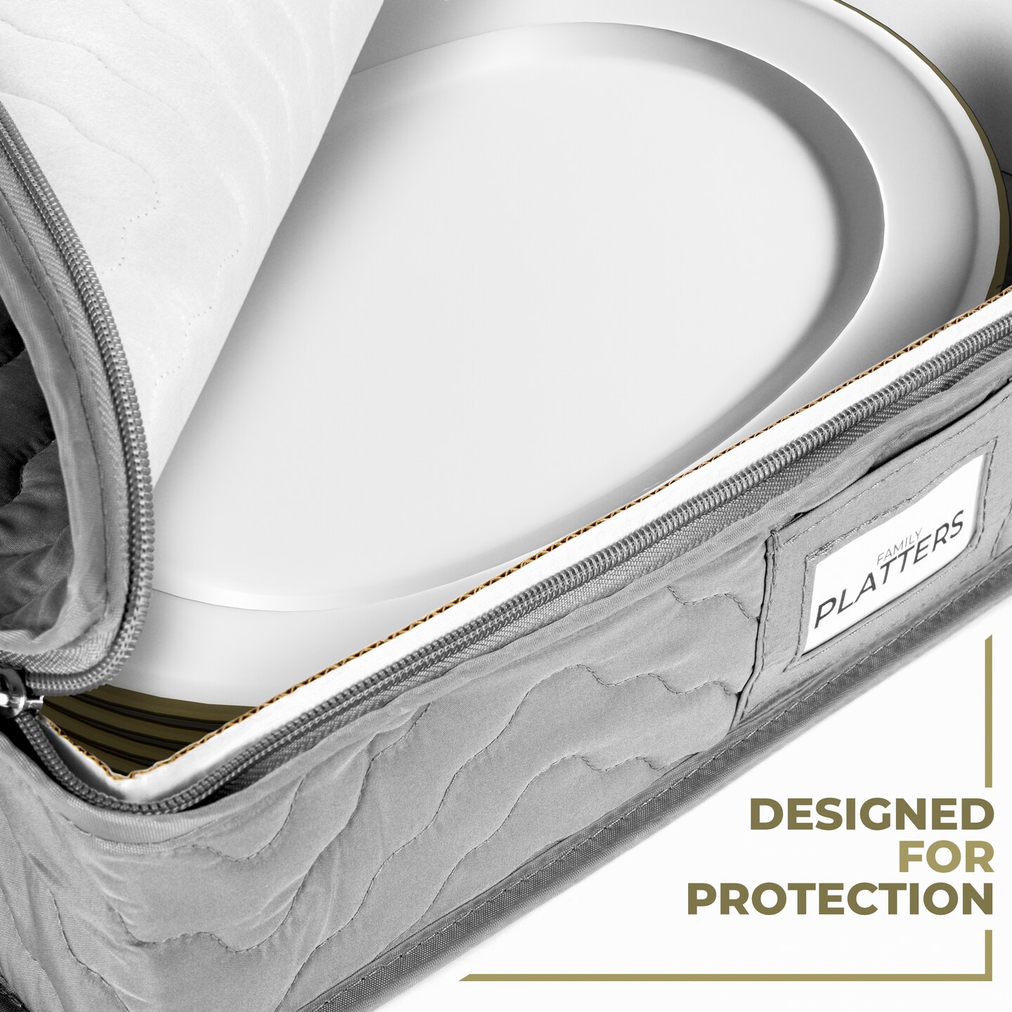 Sorbus China Platter Storage Containers - Serving Platter Storage Containers with Handles & Felt Dividers for Packing Dishes