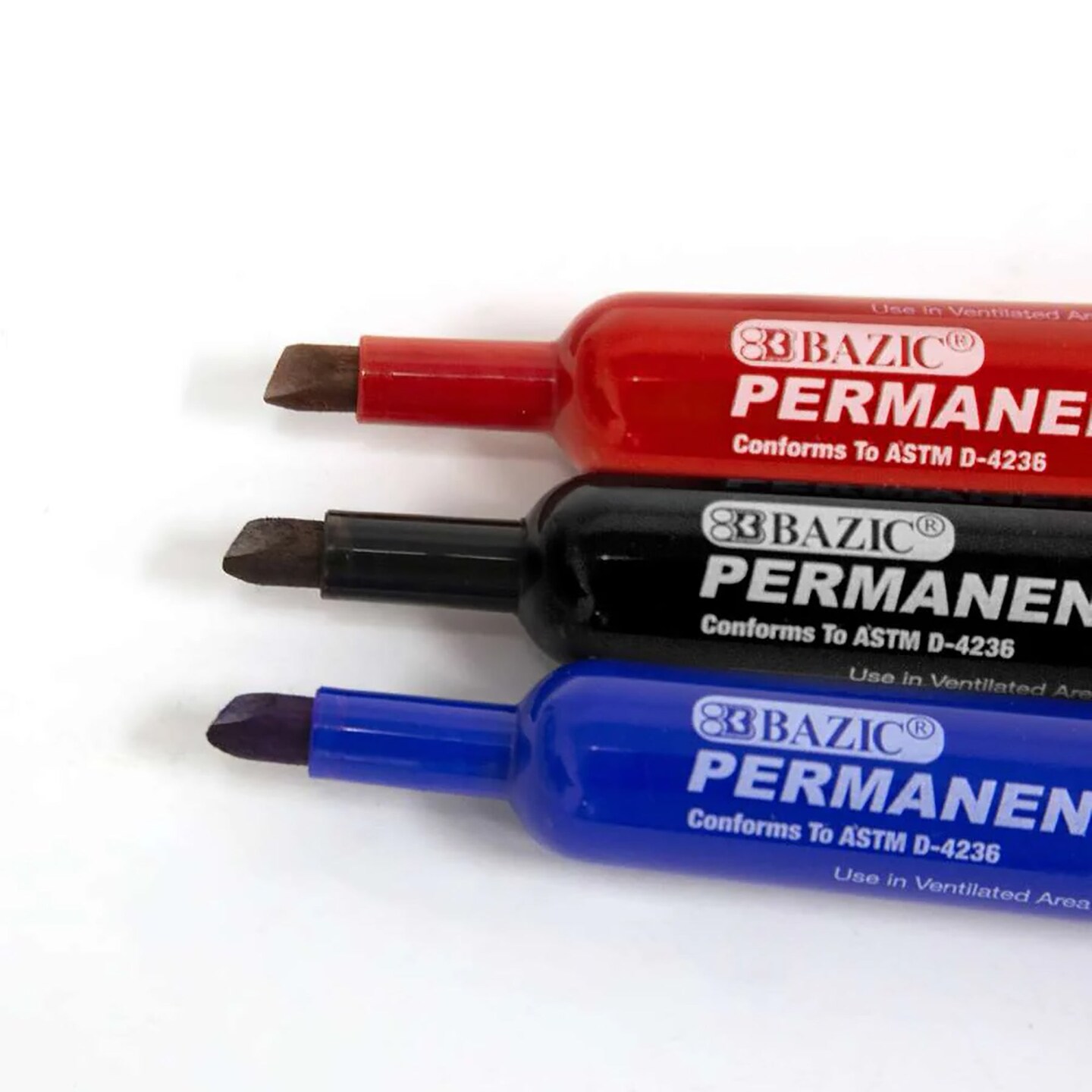 Permanent Markers, Desk Style, Chisel Tip, Assorted Colors, 12 Per Box, 3 Boxes
