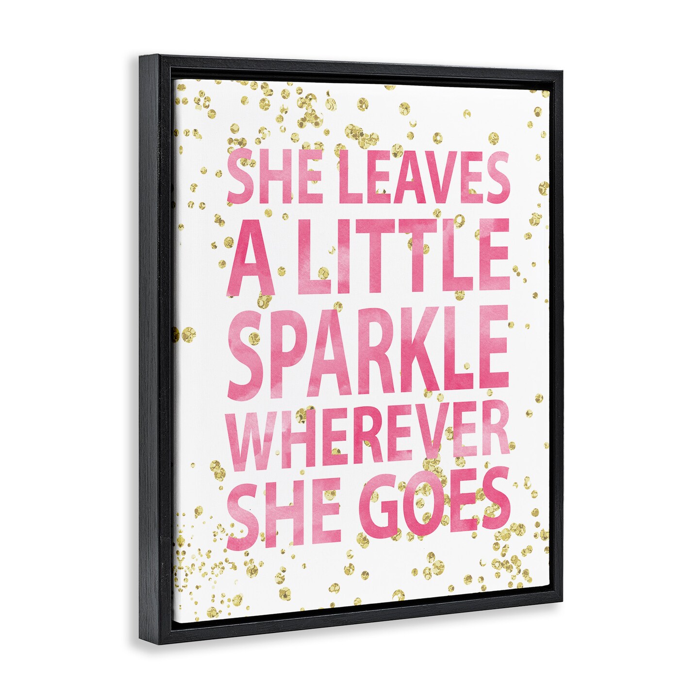Stupell Industries Leaves A Little Sparkle Phrase Framed Floater Canvas Wall Art
