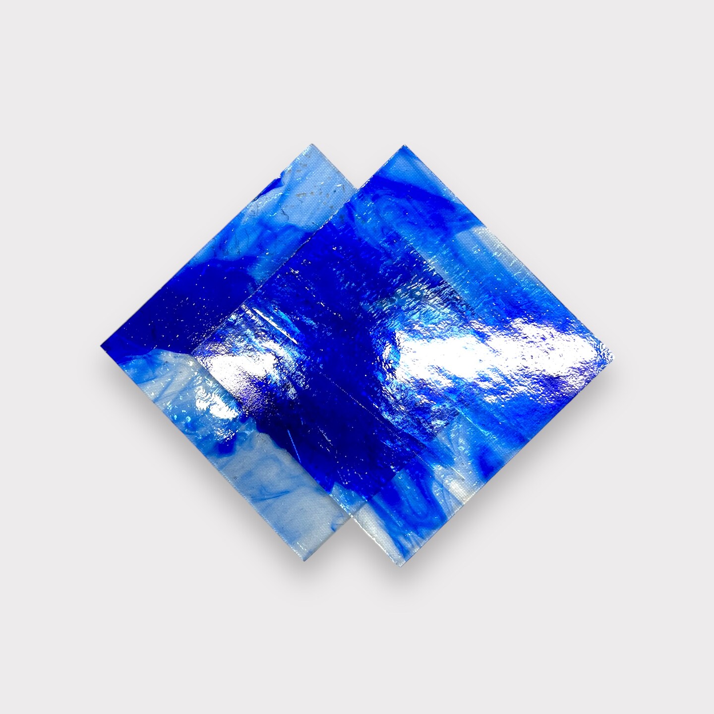 Crystal Dark Blue TransparentCOE 96 Fusible Glass Sheets / Mosaic Squares - 2 Pack